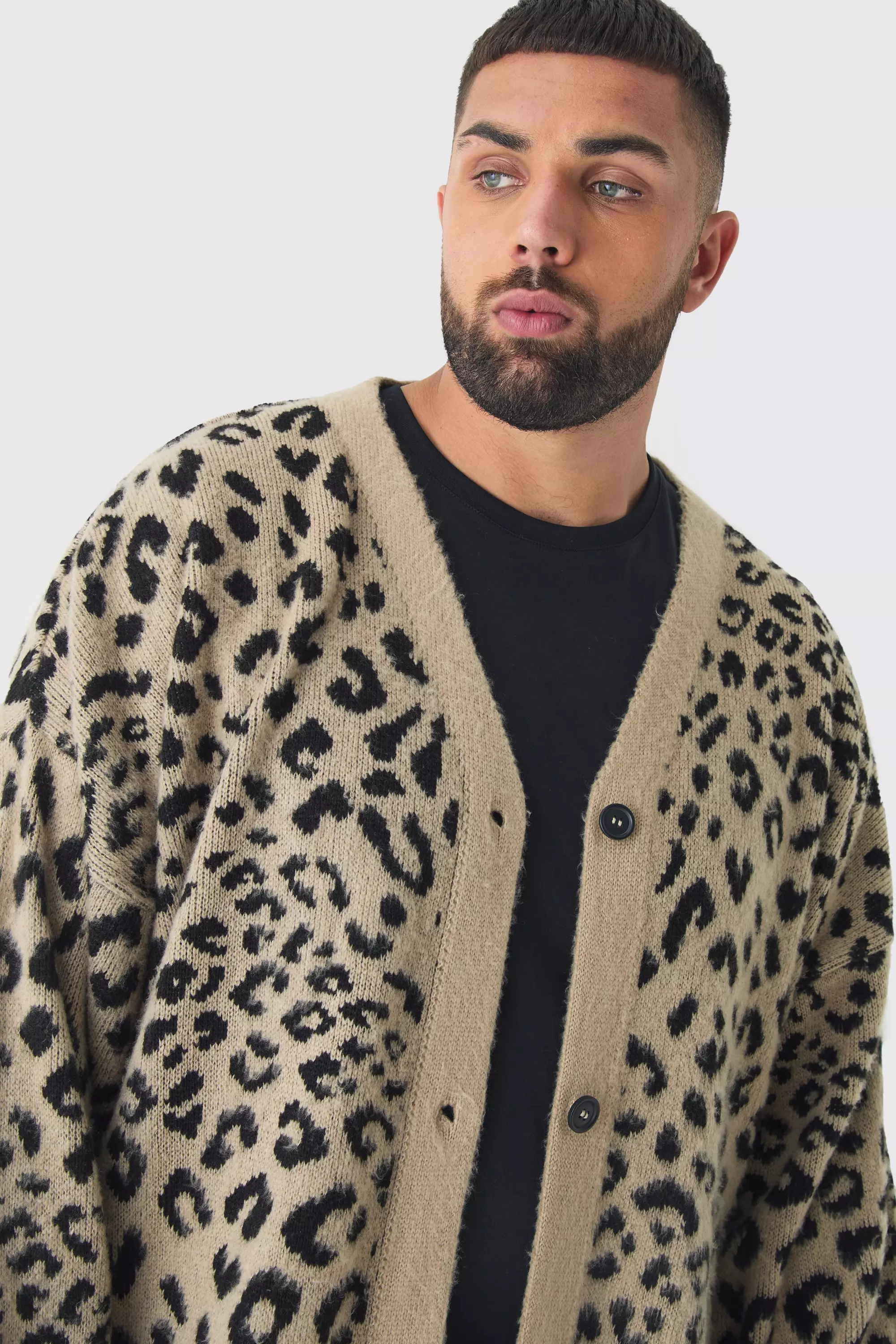 Leopard print cardigan sweater best sale