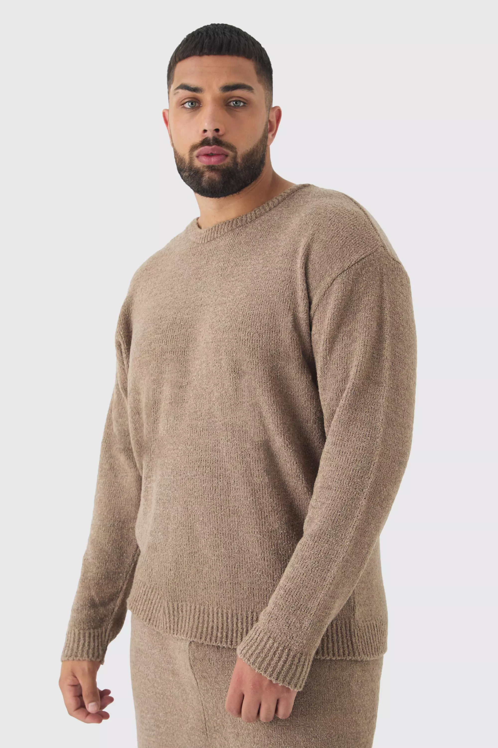 Taupe Plus Boucle Knit Oversized Sweat & Trouser Set alternative image