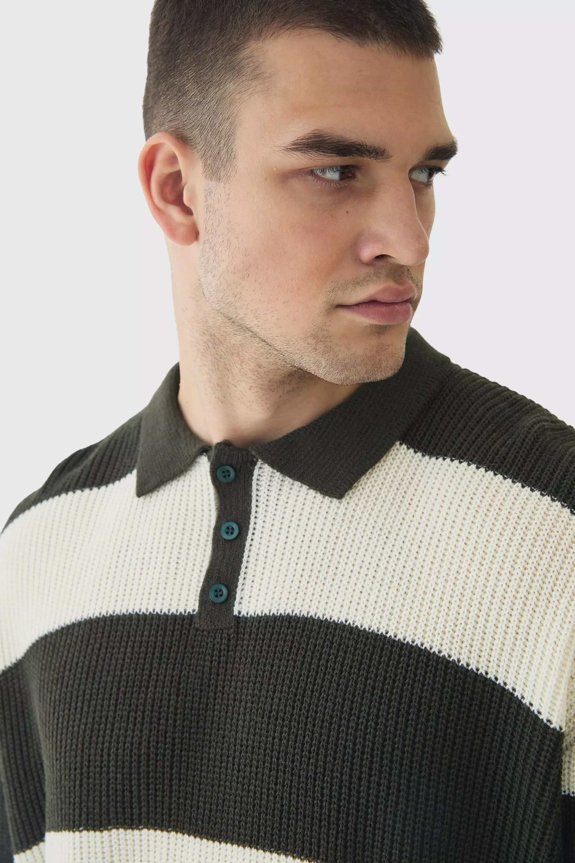 Forest Tall Knitted Stripe Rugby Polo alternative image