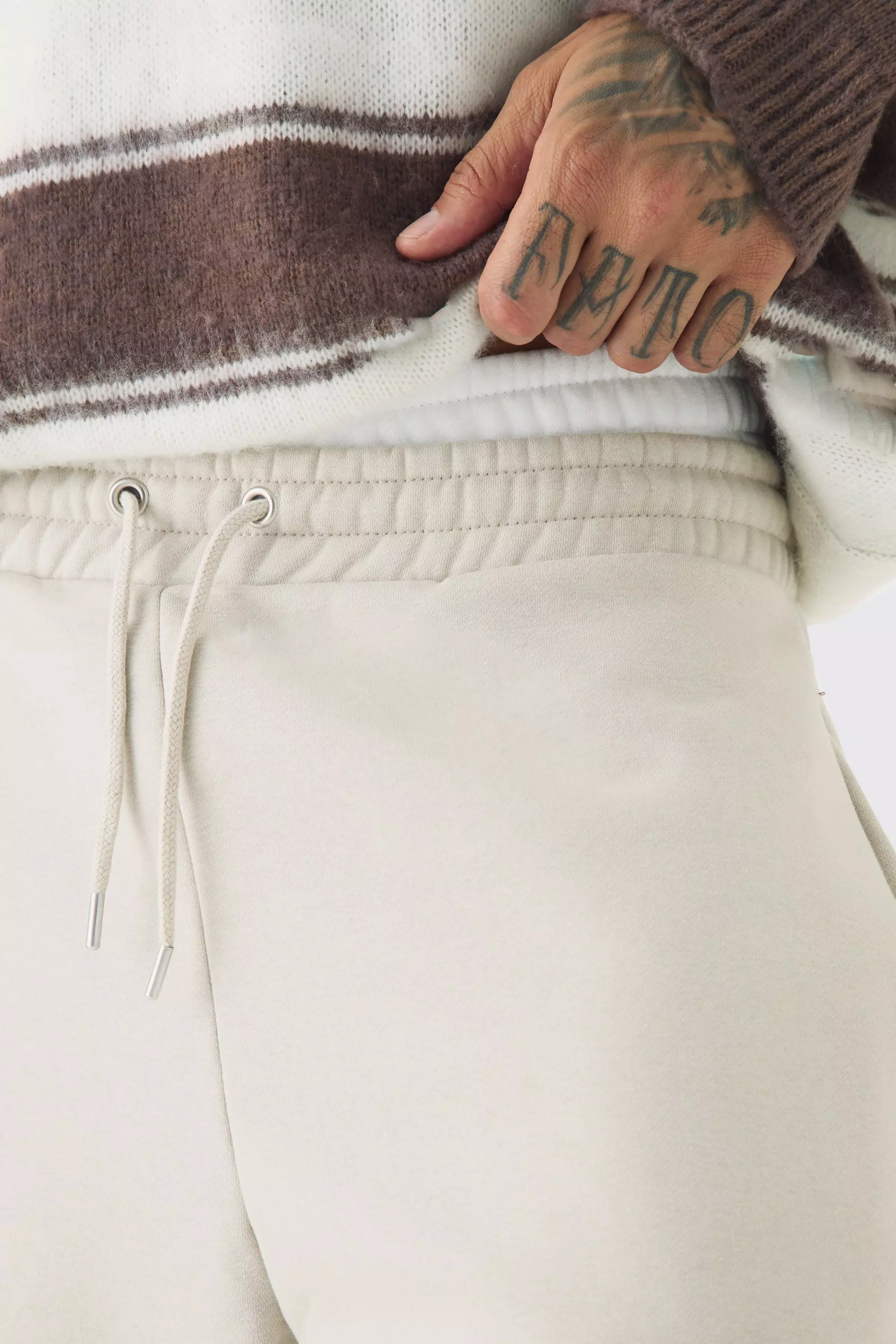 Tall lockere Jersey-Hose mit doppeltem Bund, Stone alternatives Bild