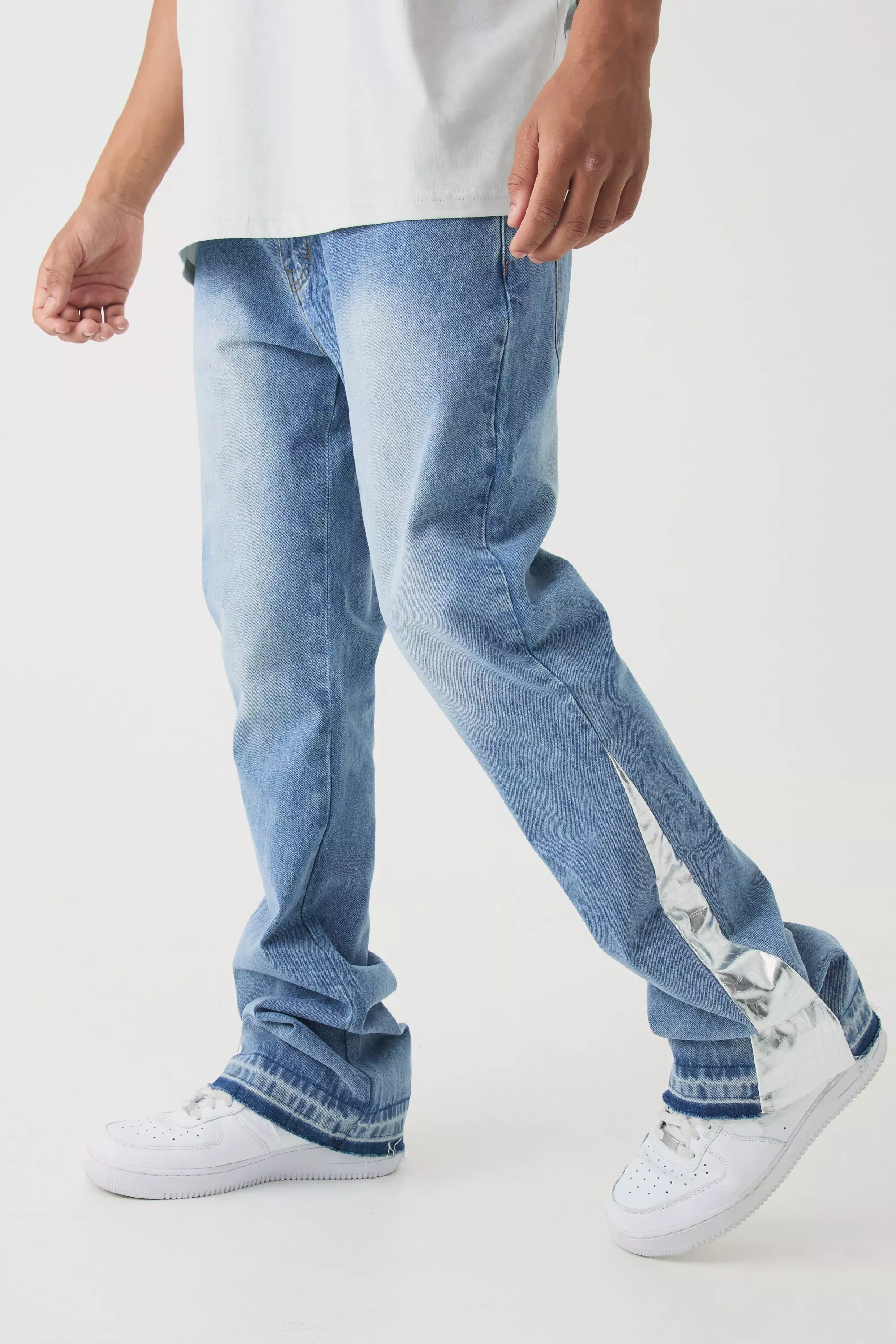 Slim Rigid Flare Pu Gusset Jeans Light blue