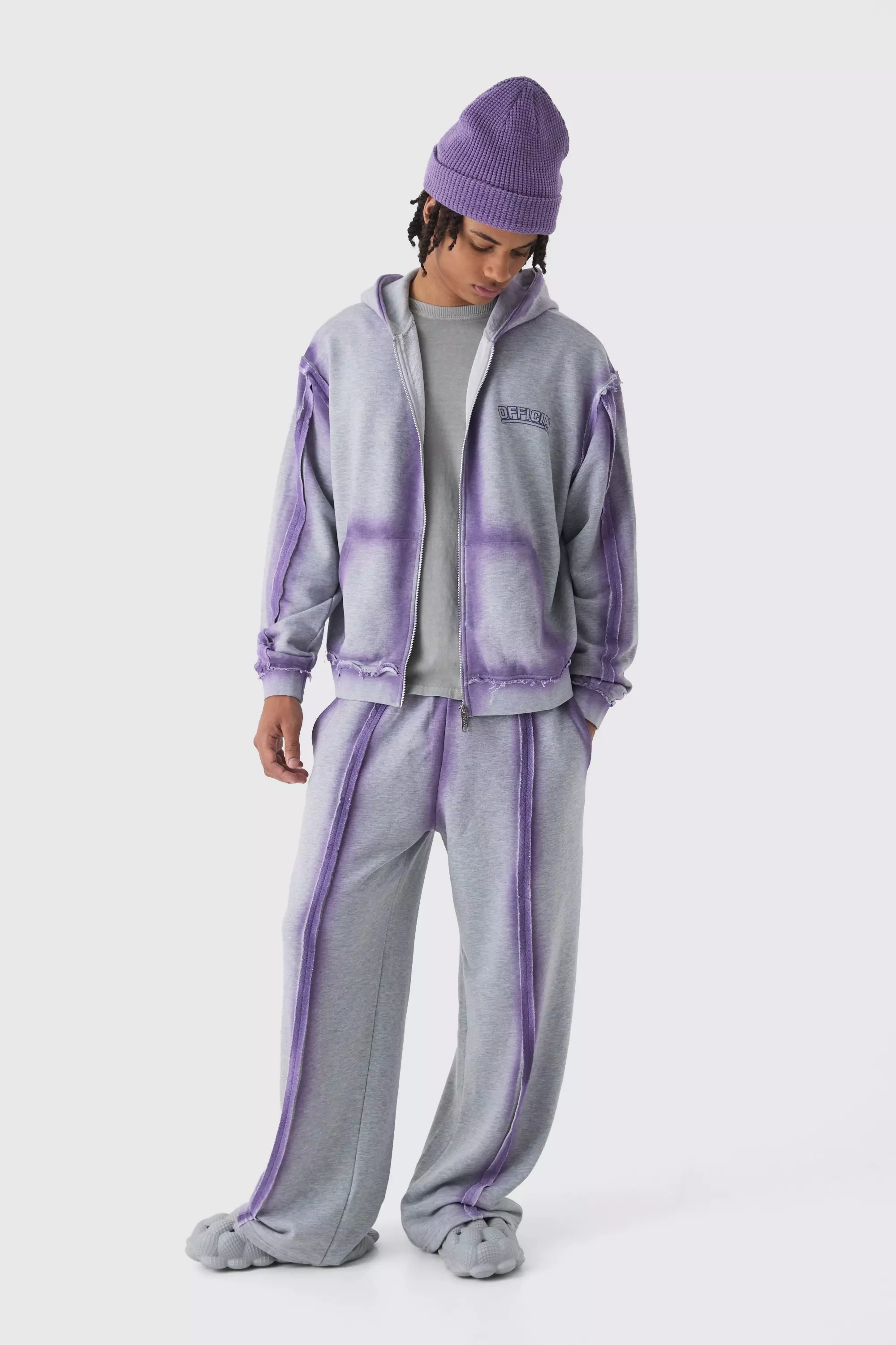 公式通販サイトセール Loopback Through Zip Boxy Oversized Hoodie Jogger Wide And Clothing