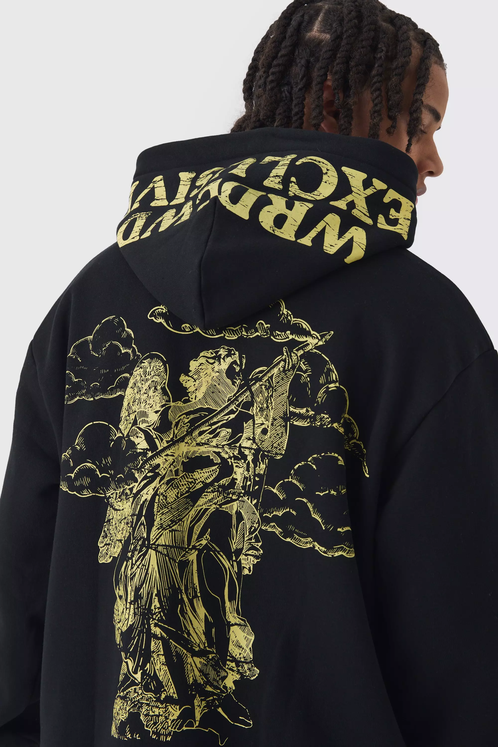 Black Oversized Boxy Offcl Print Zip Through Hoodie alternative image