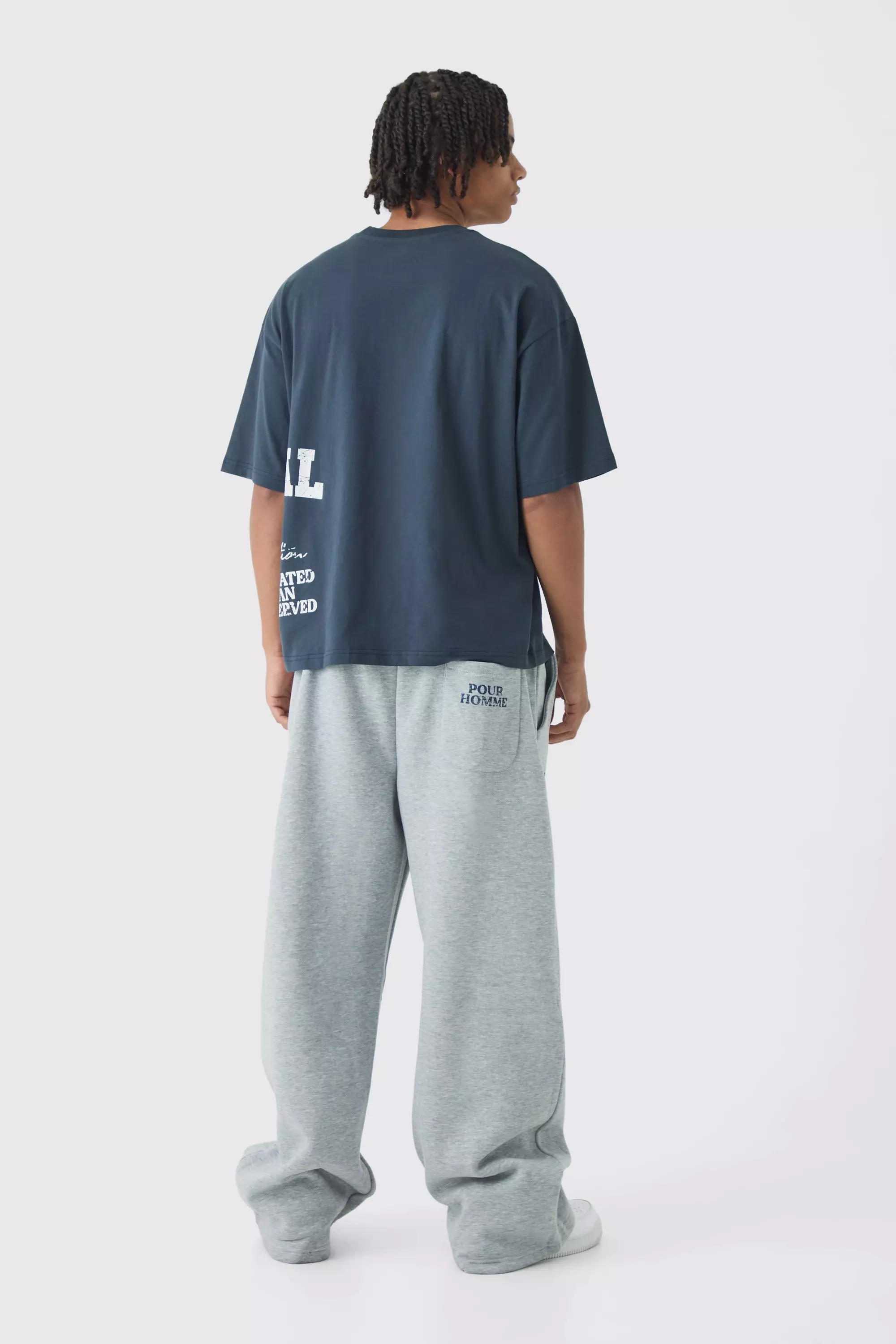 Jogginghose mit weitem Bein und Official-Print, Grey marl alternatives Bild