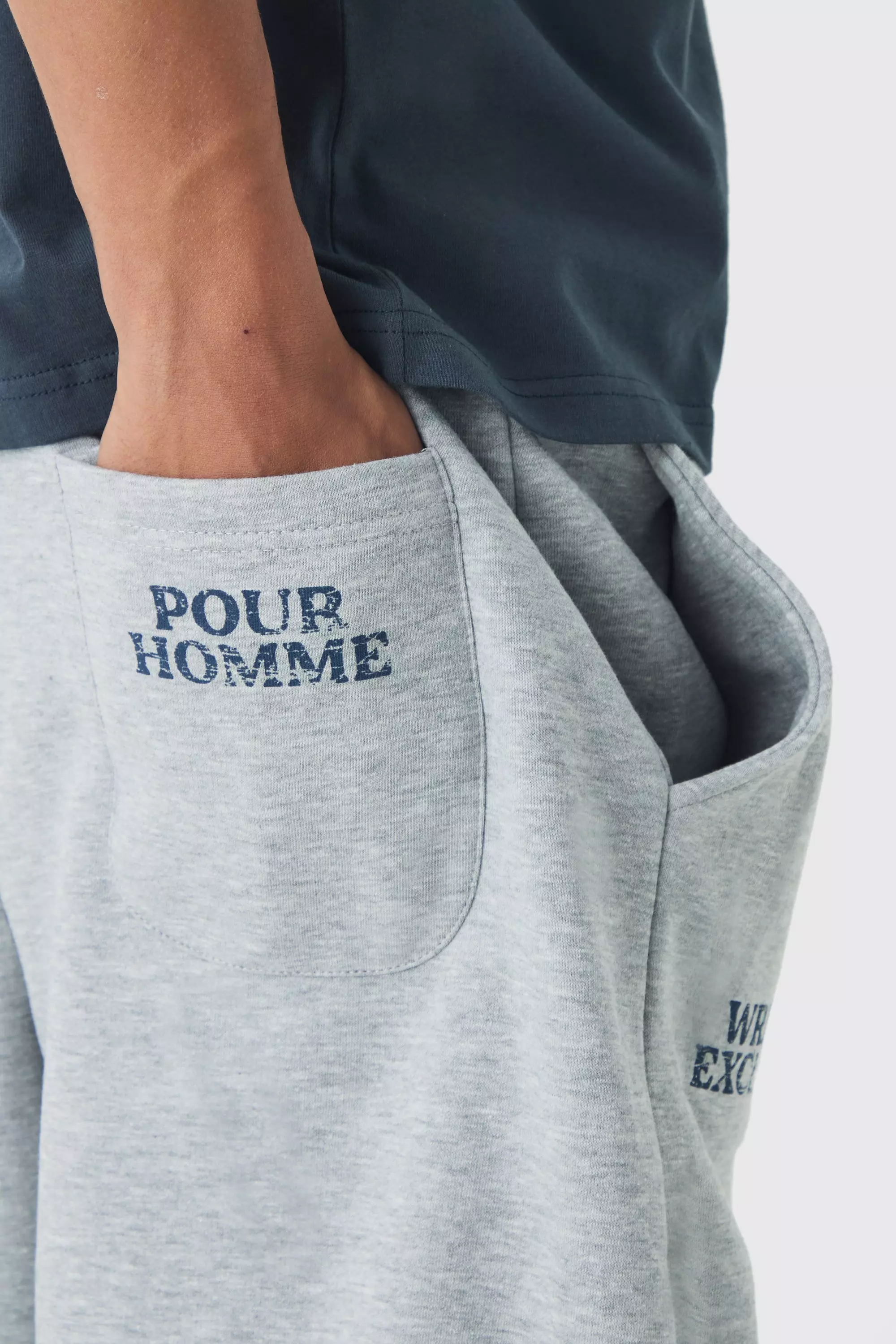 Jogginghose mit weitem Bein und Official-Print, Grey marl alternatives Bild