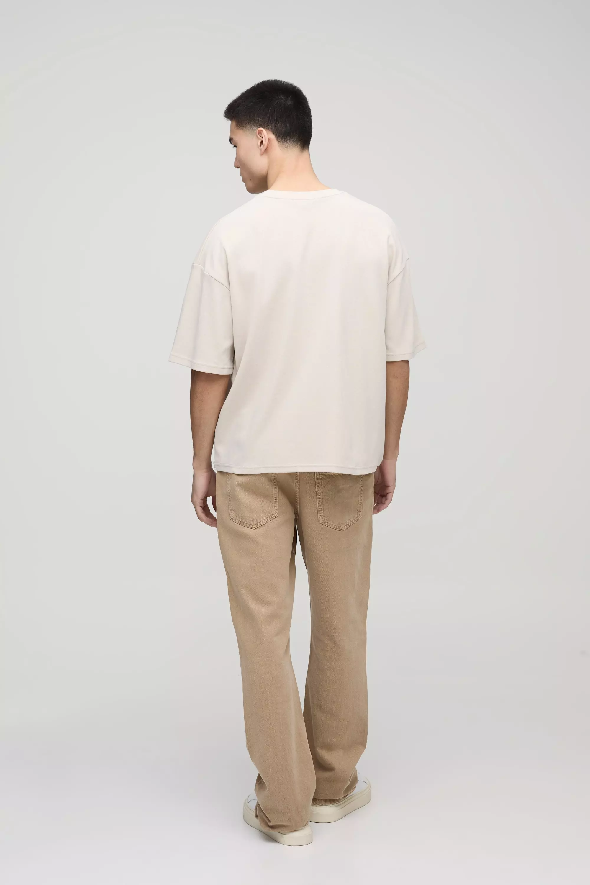 Stone Oversized Boxy Embroidered Graphic T-shirt alternative image
