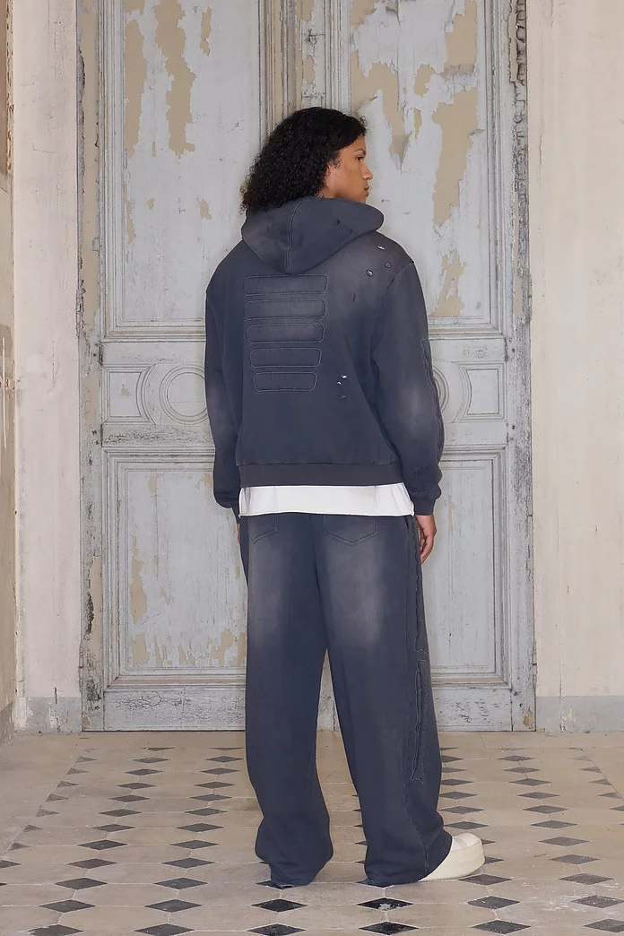 Premium Oversized Boxy Rhinestone Washed Hoodie In Grey Premium Oversized Boxy Rhinestone Washed Hoodie In Grey