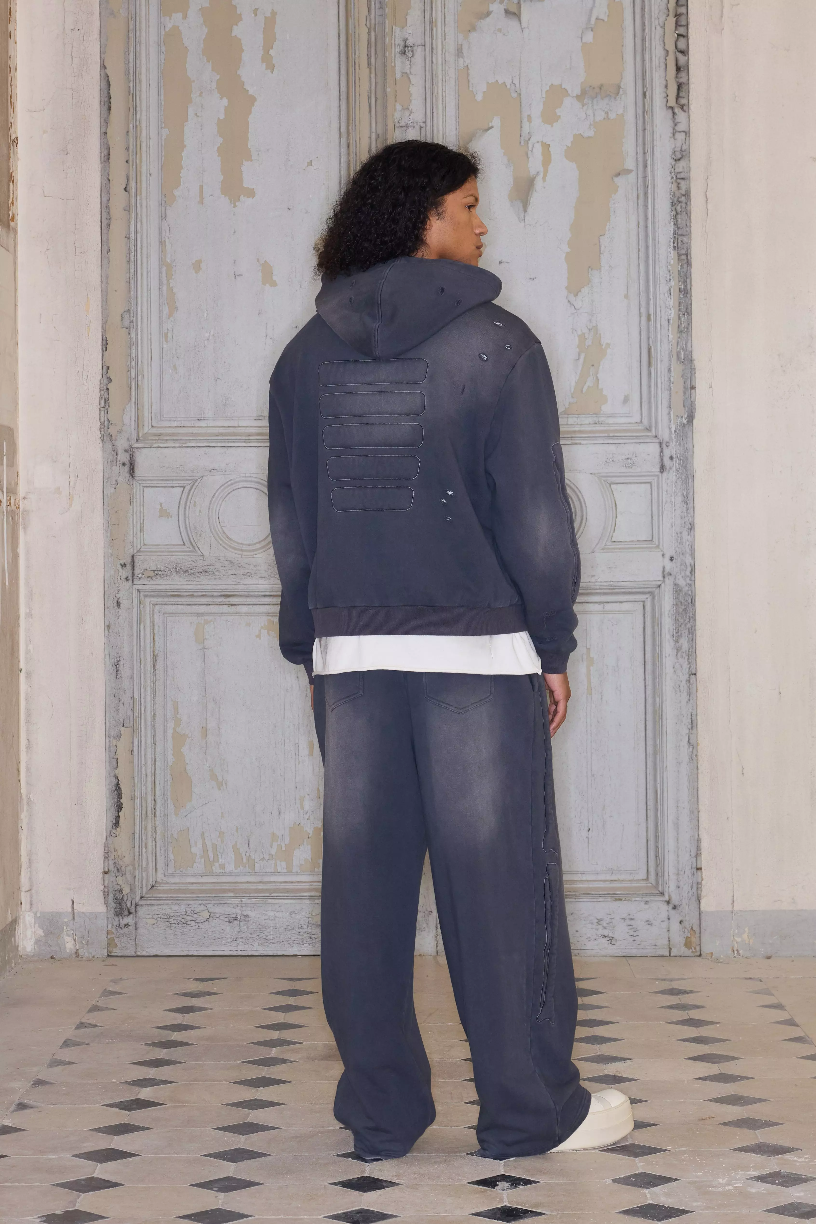 Grey Premium Gebleekte Wide Leg Joggingbroek In Grijs alternatieve afbeelding