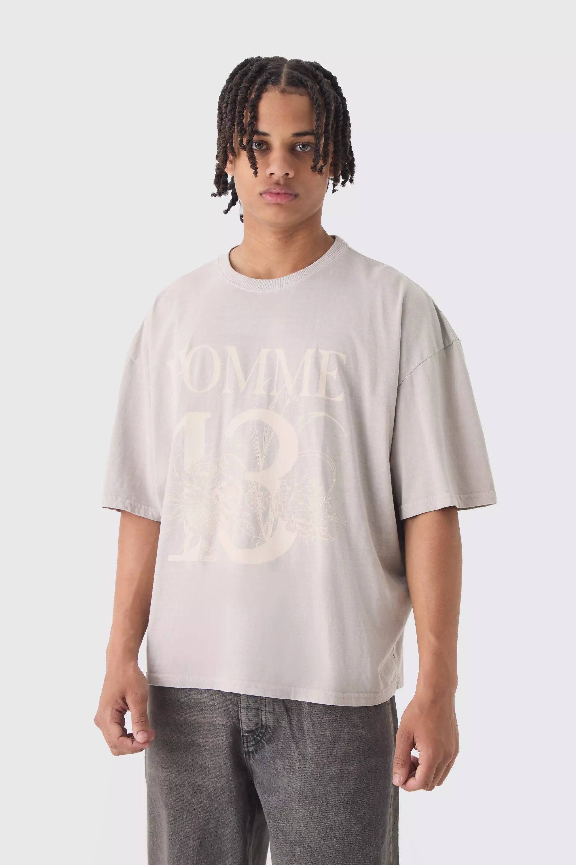 Taupe Beige Oversized Boxy Homme 13 T-shirt