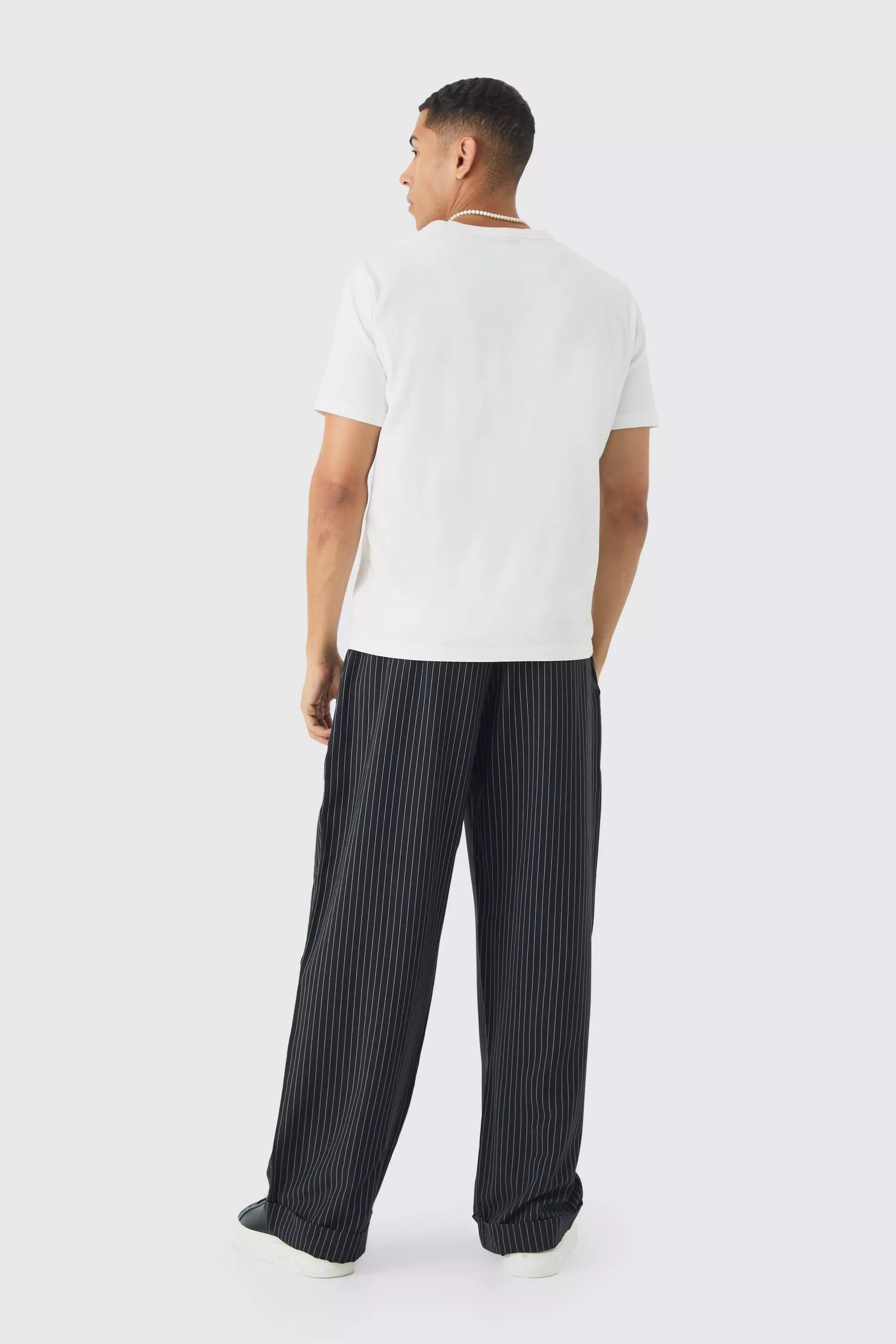 Boohooman fashion pinstripe trousers