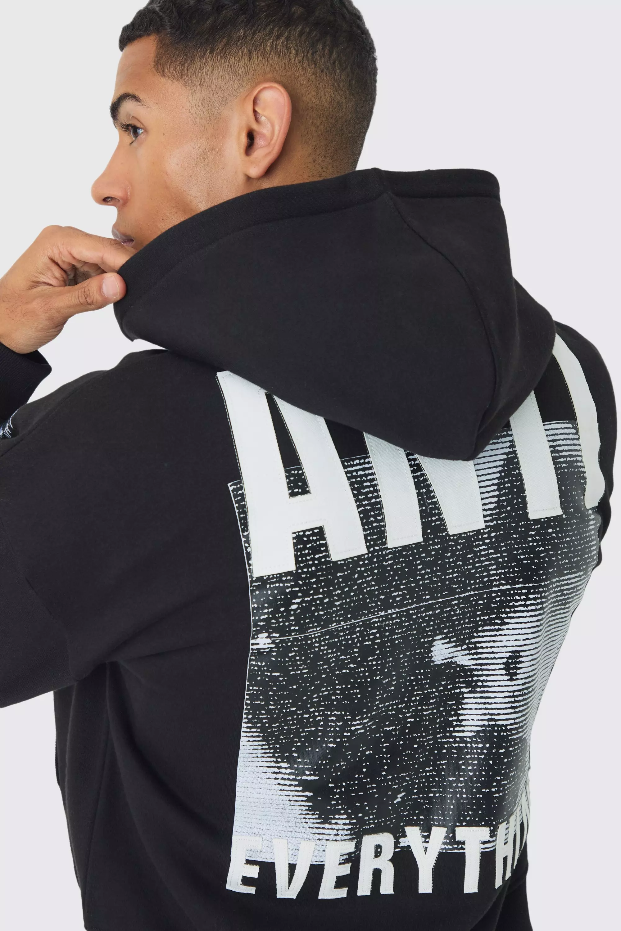 Zerrissener Hoodie mit Reißverschluss, Black alternatives Bild