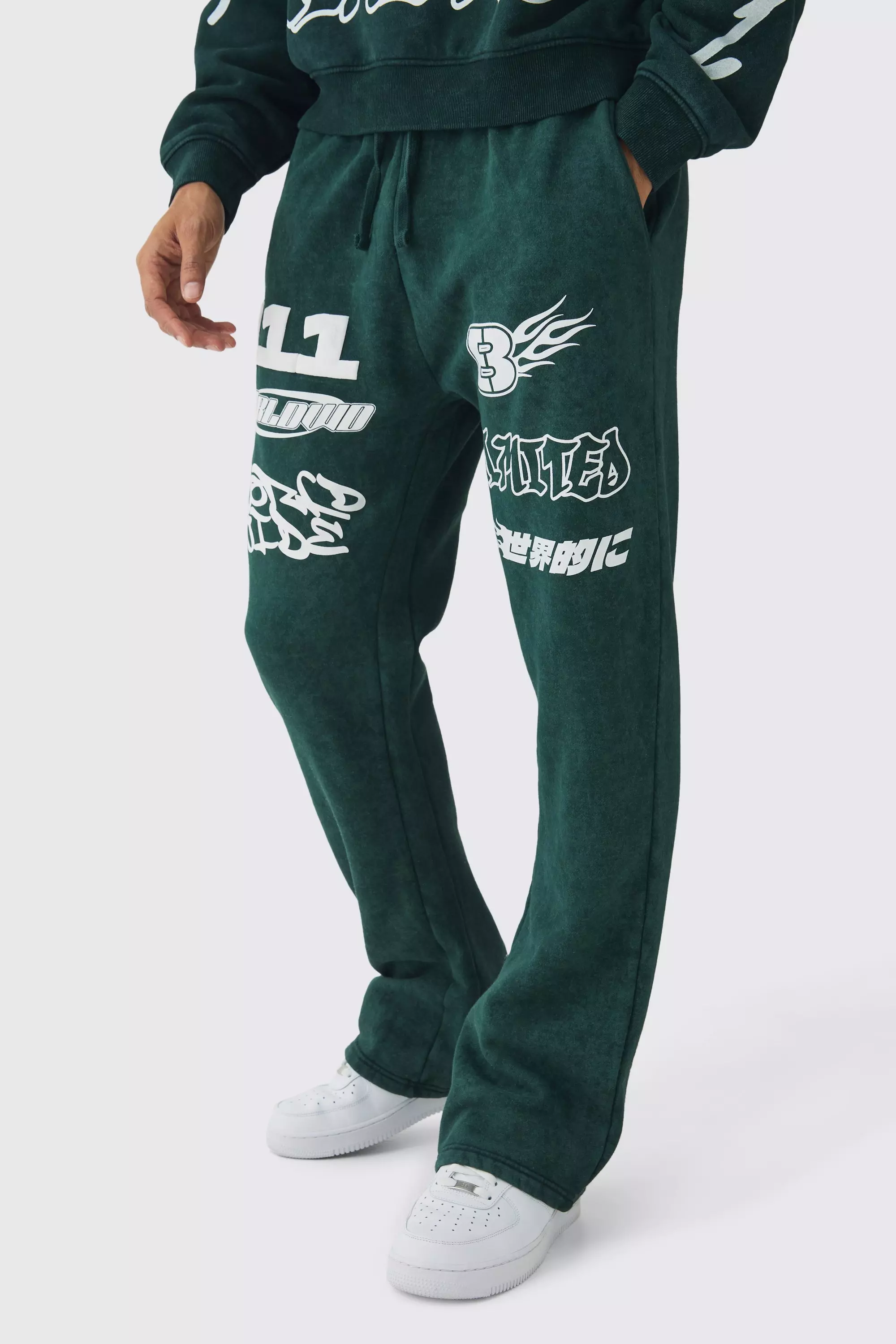 Forest Regular Fit Moto Printed Wash Sweatpants alternative image