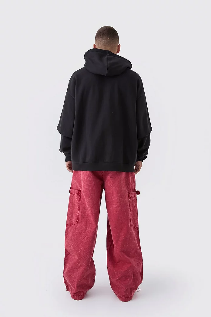 Elasticated Waist Super Baggy Oil Wash Cargo Pants Elasticated Waist Super Baggy Oil Wash Cargo Pants