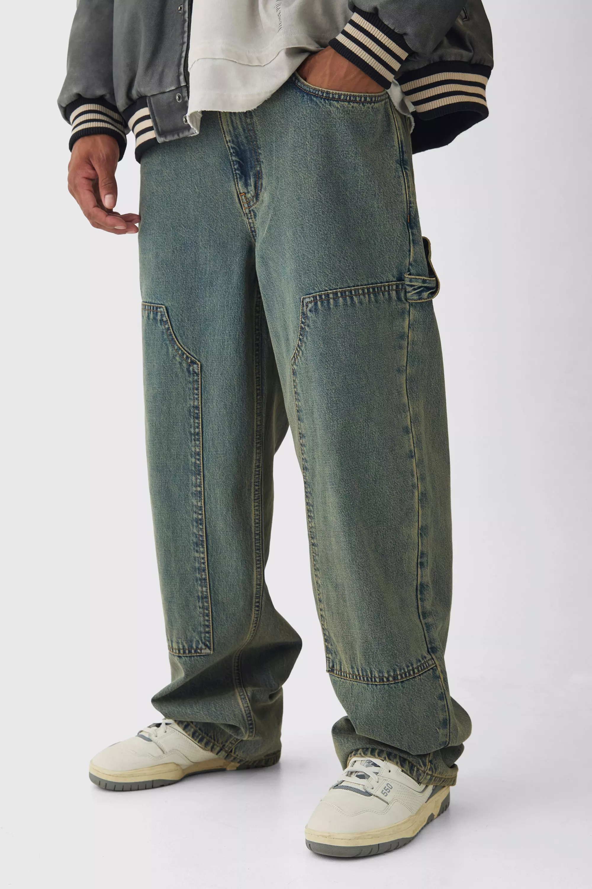 Lockere Jeans mit doppeltem Bund, Antique blue alternatives Bild