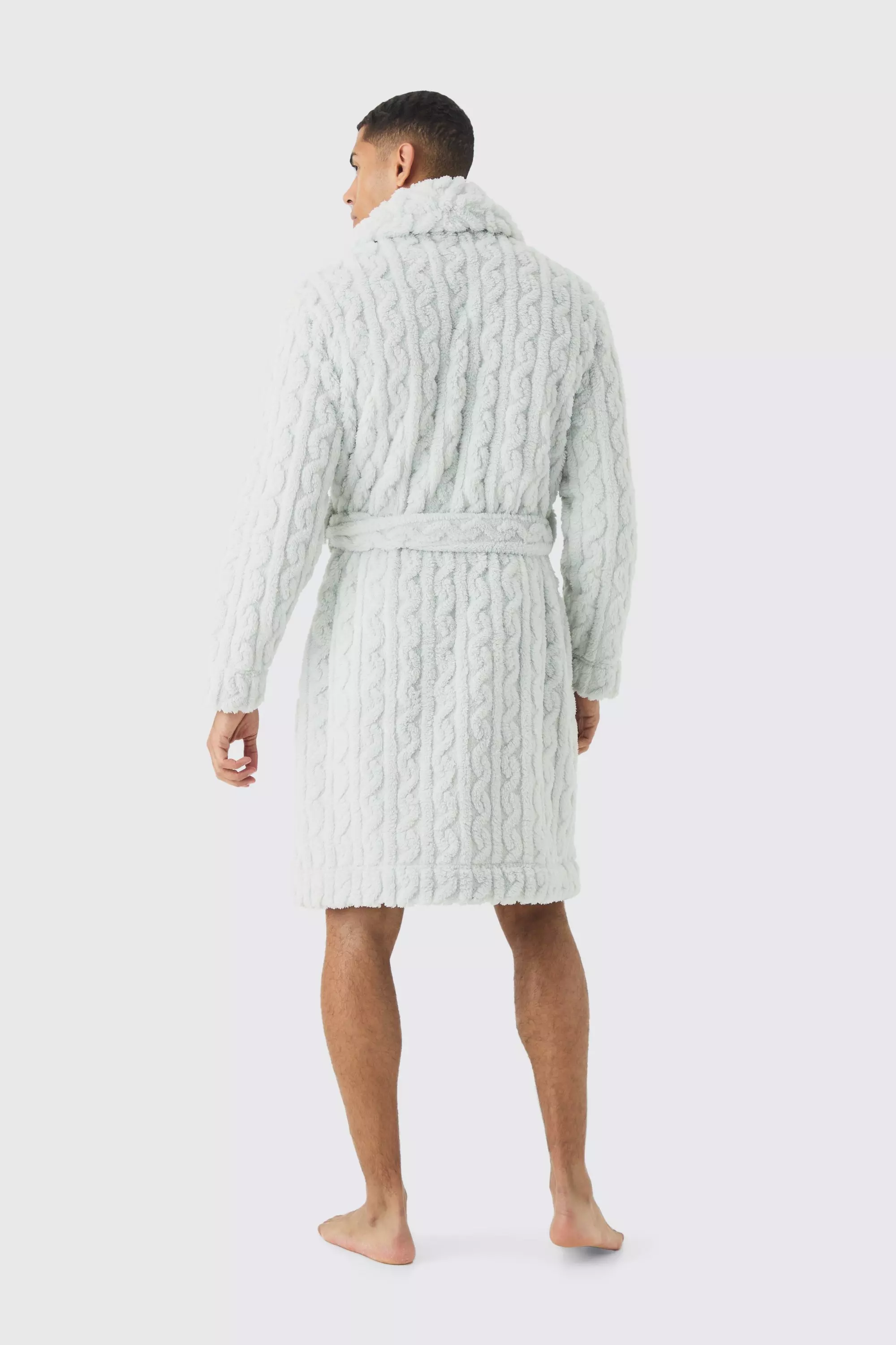 Grey Heavyweight Cable Knit Fleece Robe alternative image
