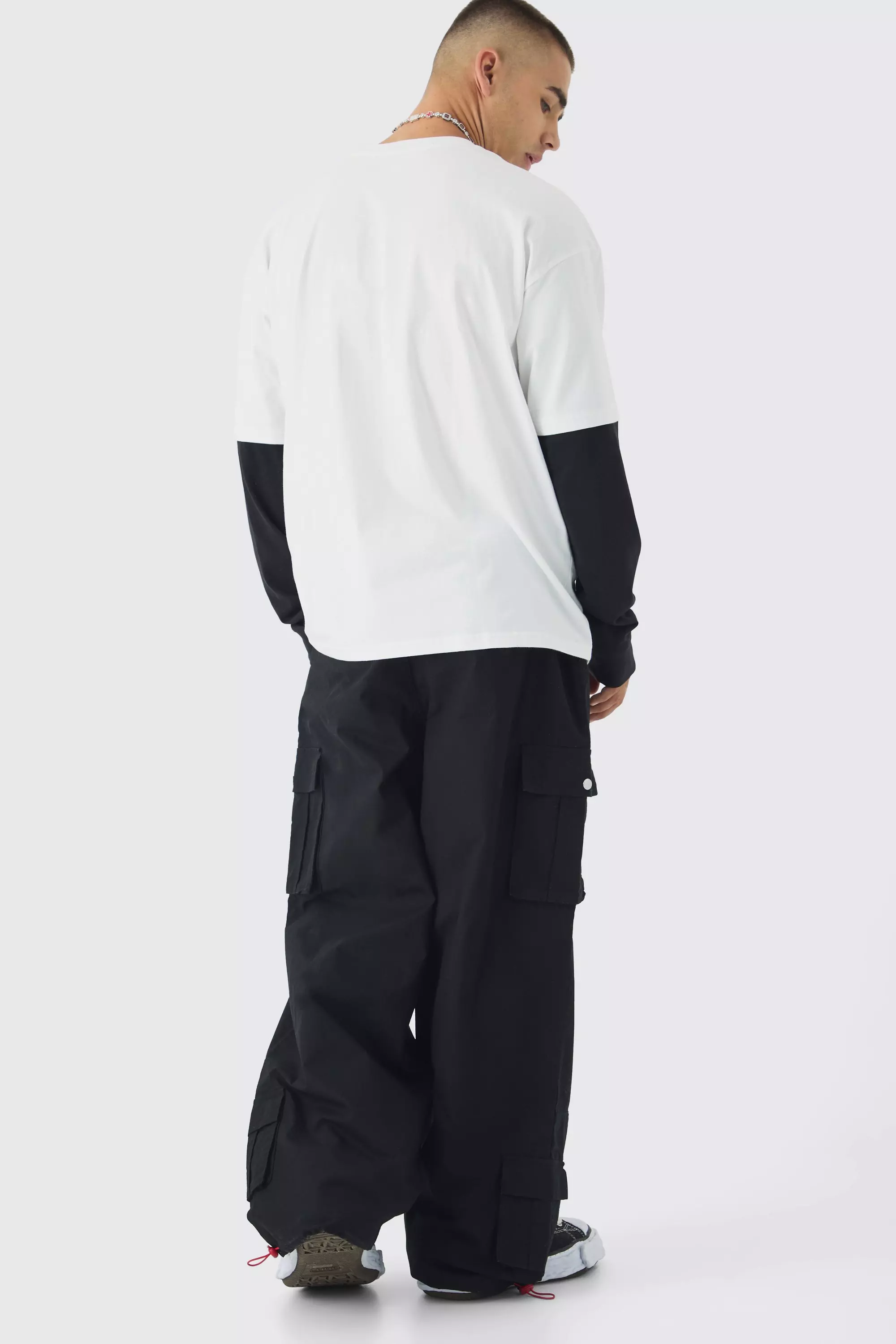 White Oversized Heavyweight Faux Layer Graphic T-Shirt alternative image