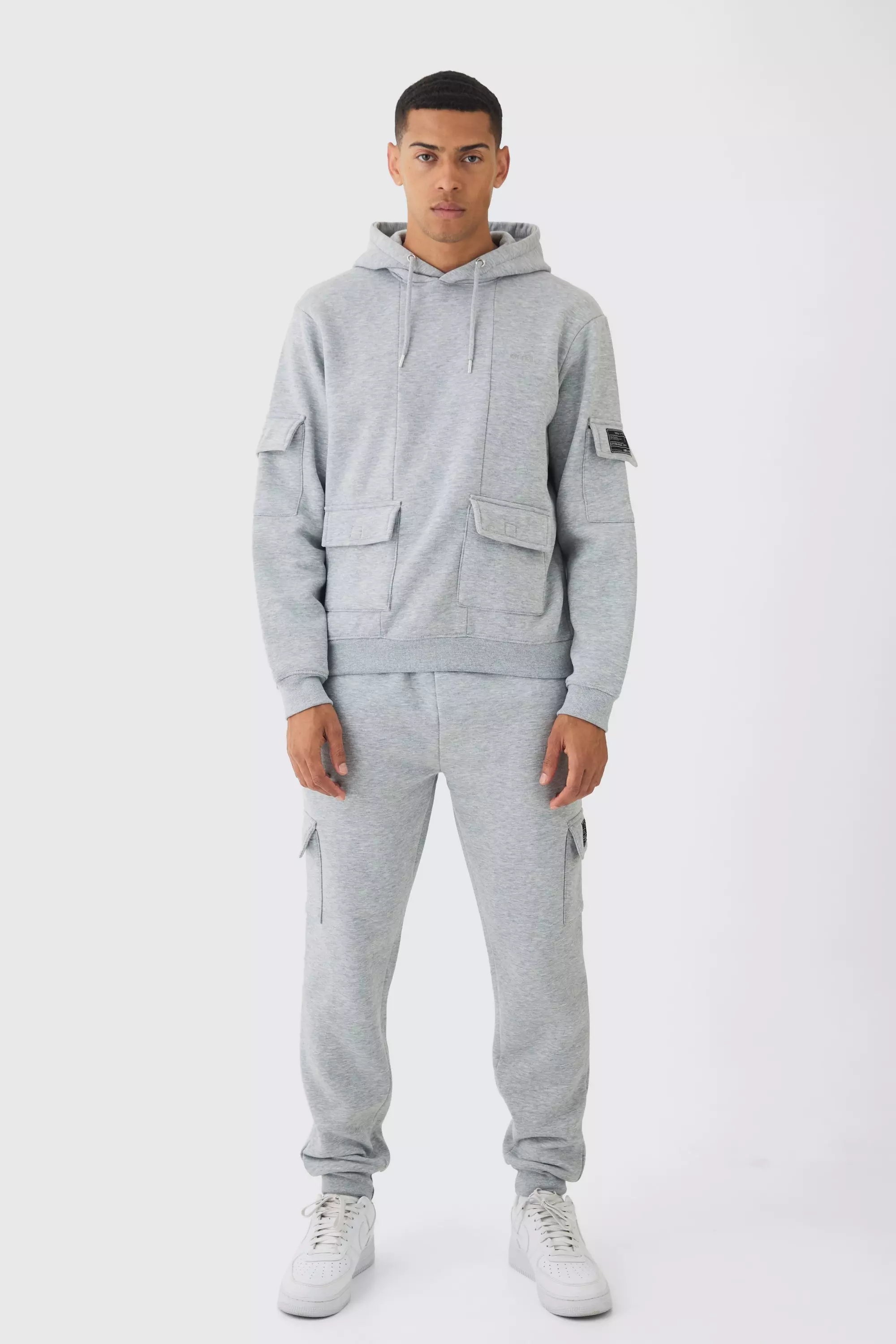 Official Man Cargo-Trainingsanzug mit Kapuze, Grey marl alternatives Bild