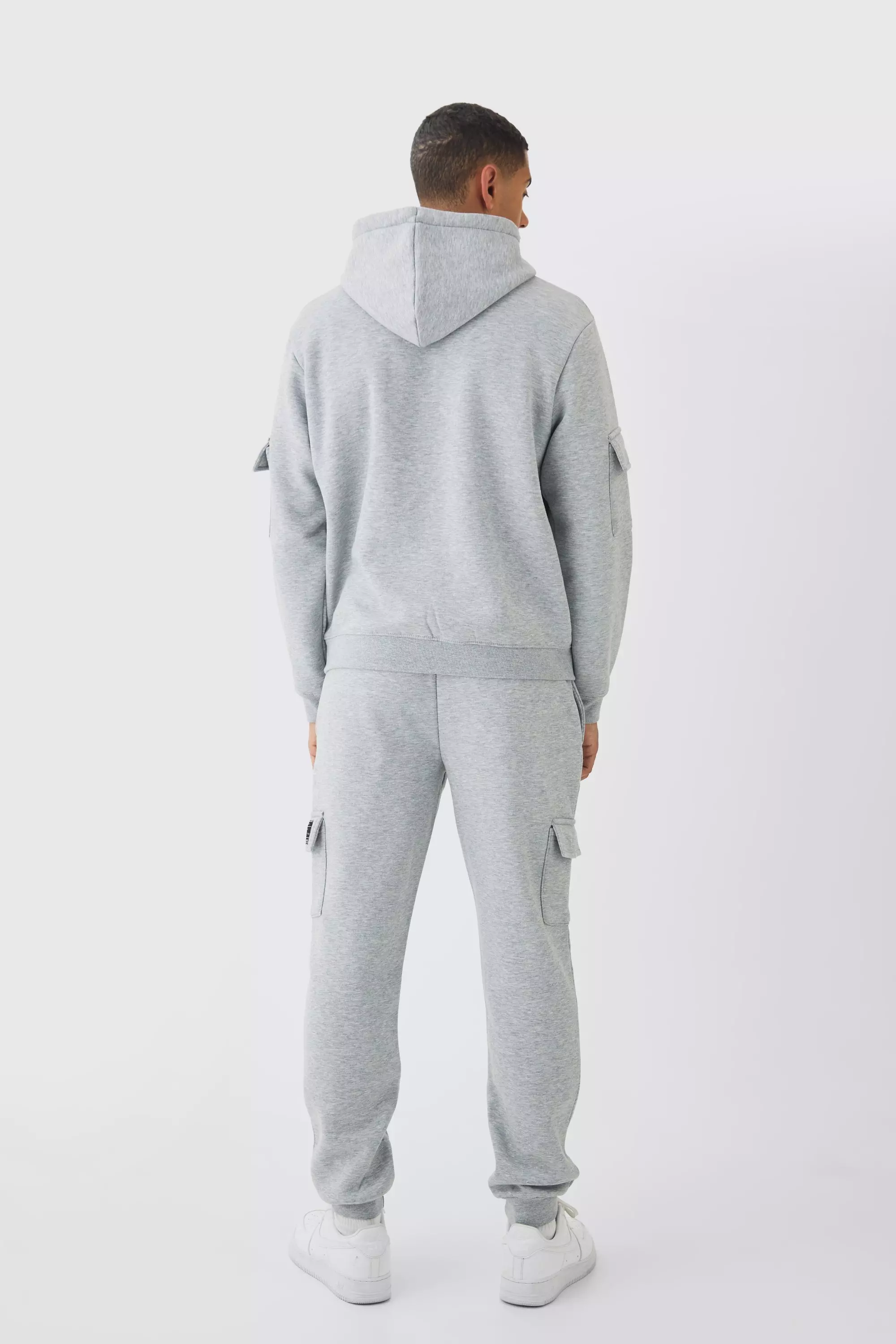 Official Man Cargo-Trainingsanzug mit Kapuze, Grey marl alternatives Bild