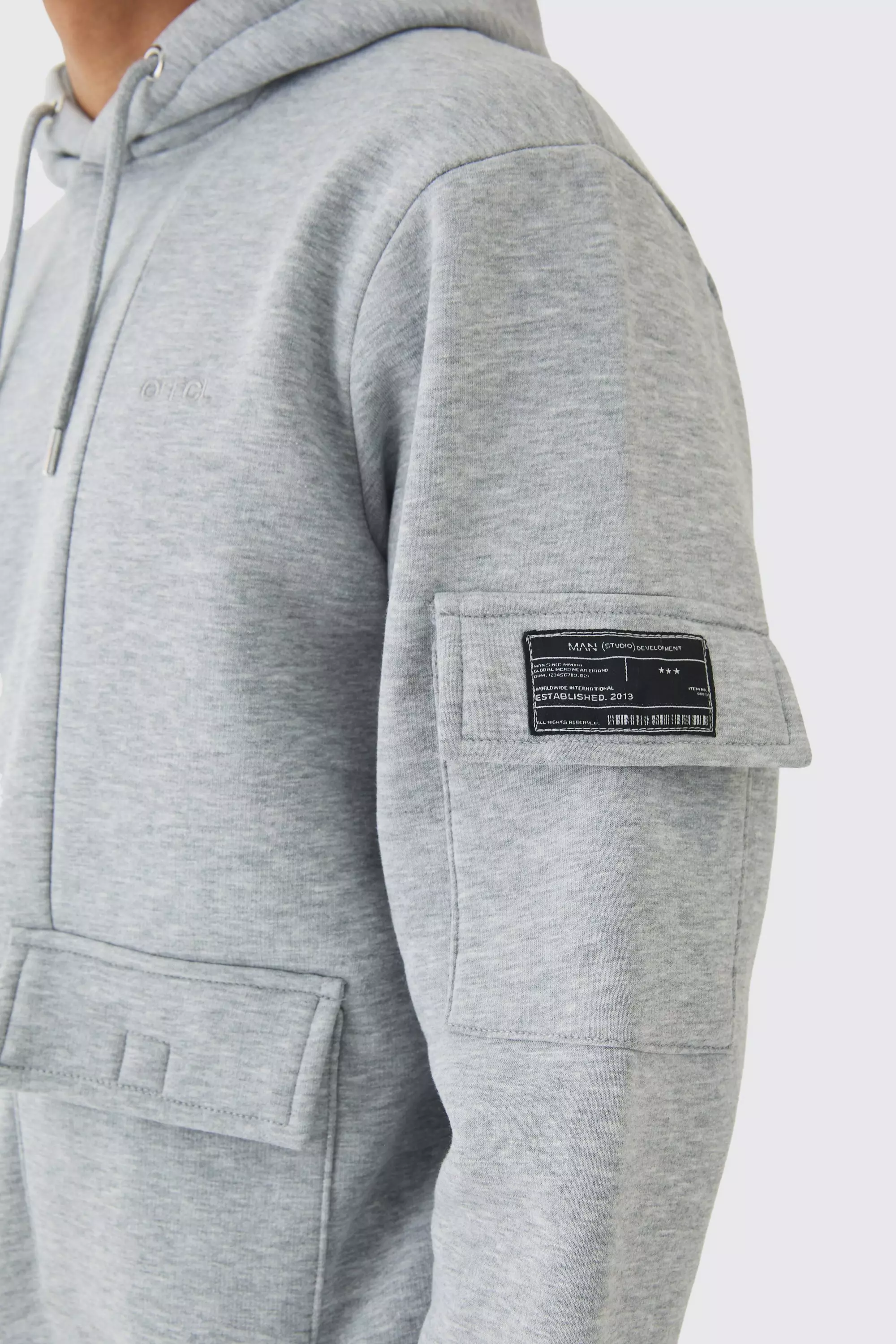 Official Man Cargo-Trainingsanzug mit Kapuze, Grey marl alternatives Bild