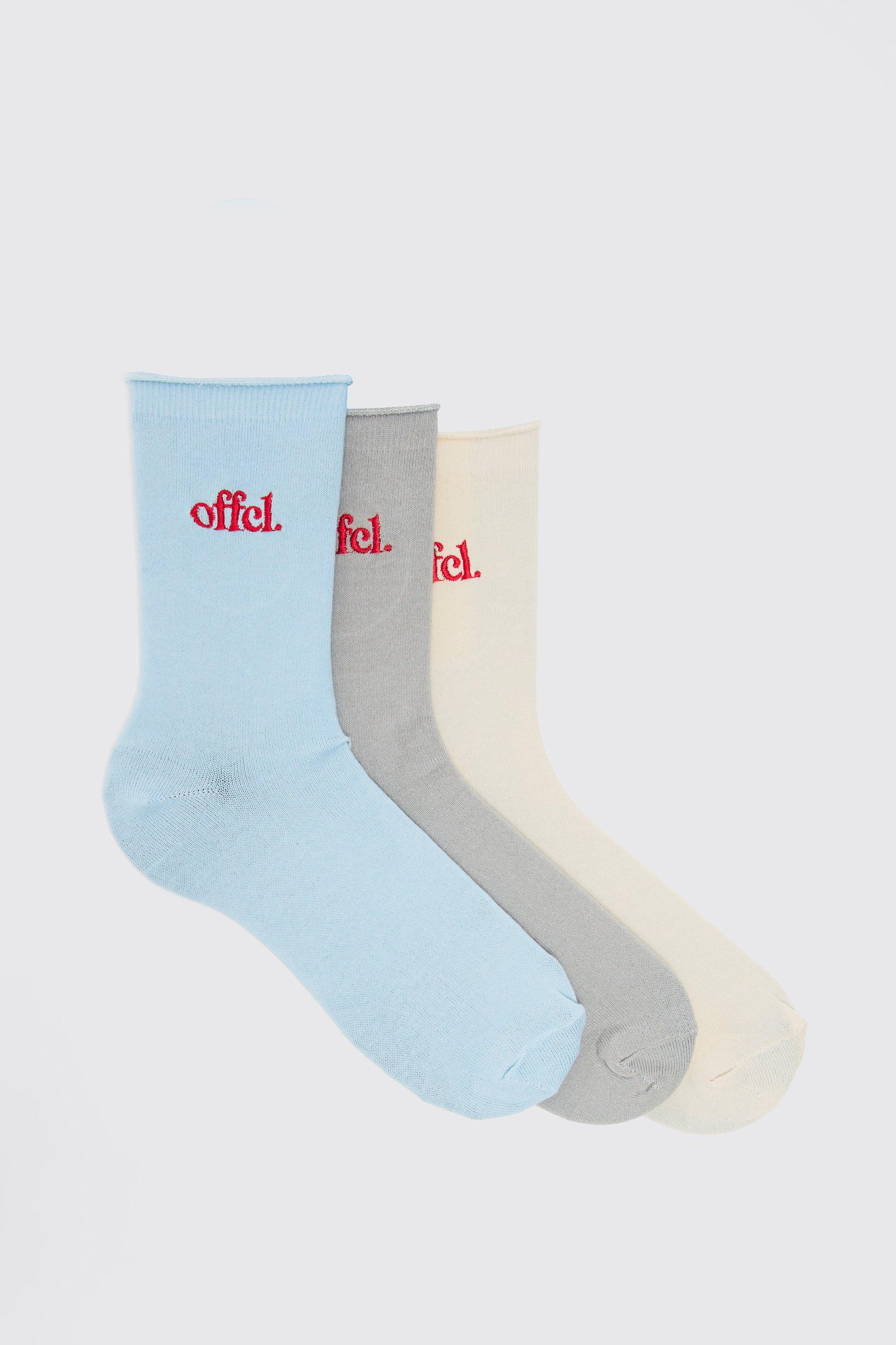 3 Pack Offcl Rolled Edge Socks