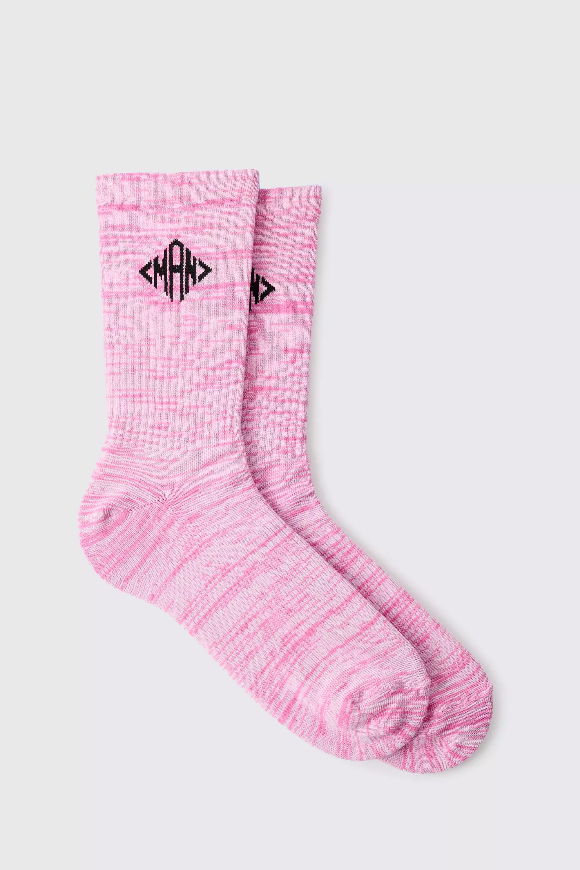 Man Branded Marl Sports Socks Mauve