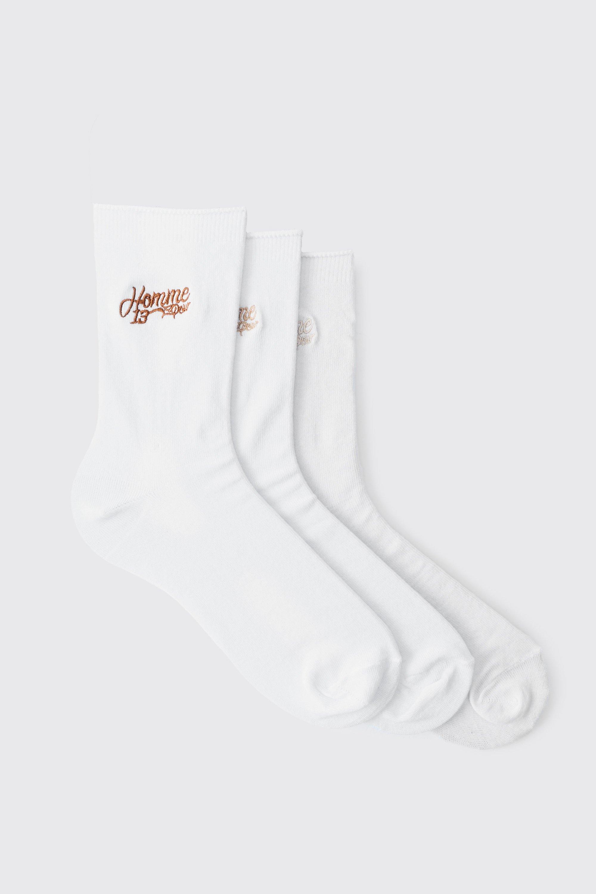 3 Pack Homme Rolled Edge Socks