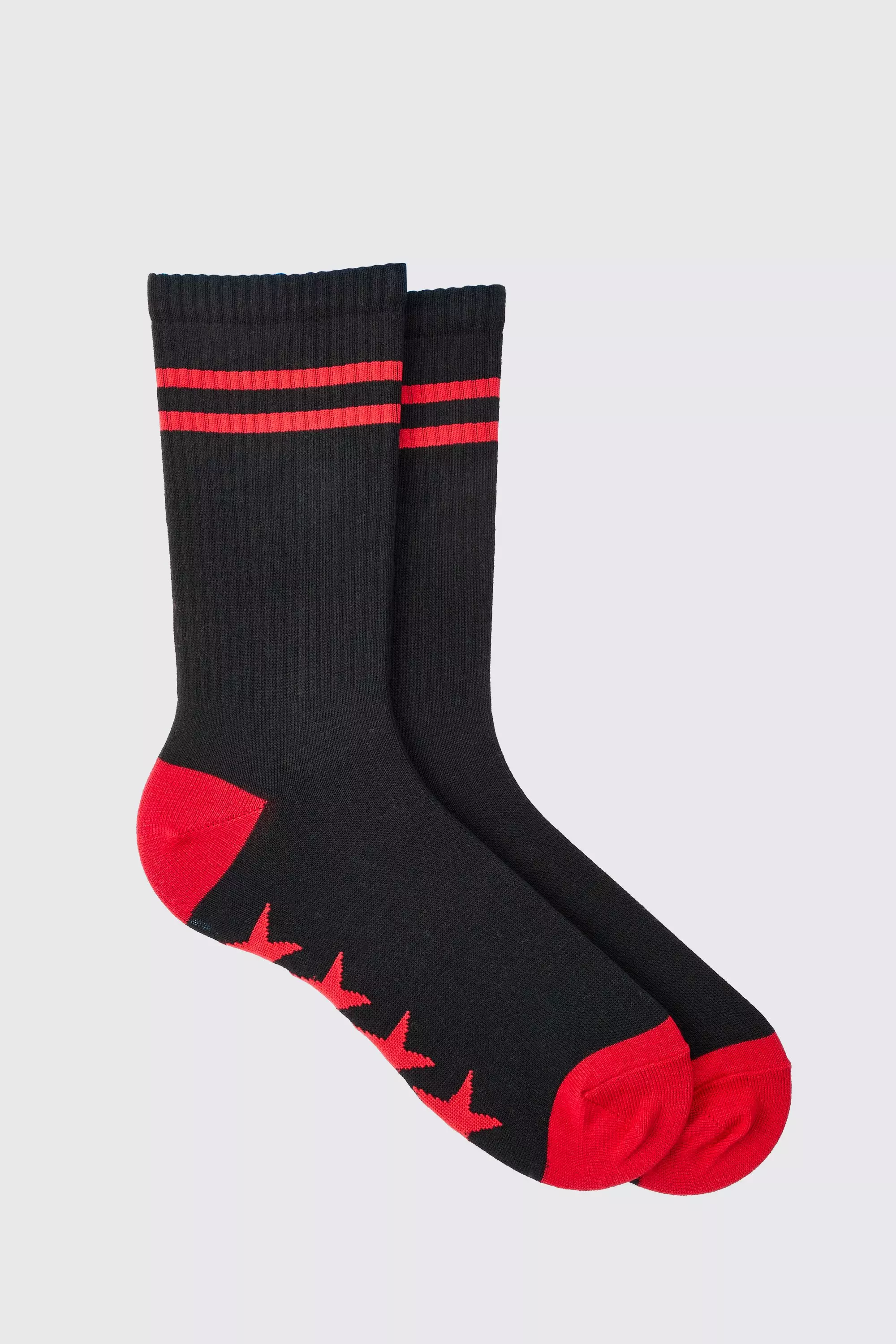 Black Star Sole Graphic Stripe Socks