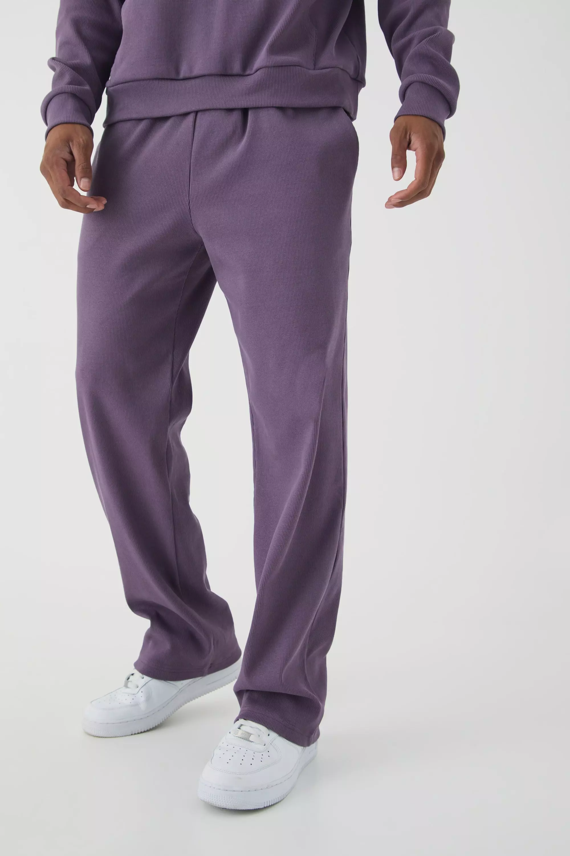 Relaxed contrast drawcord Heavy Ribbed Sweatpants Purple