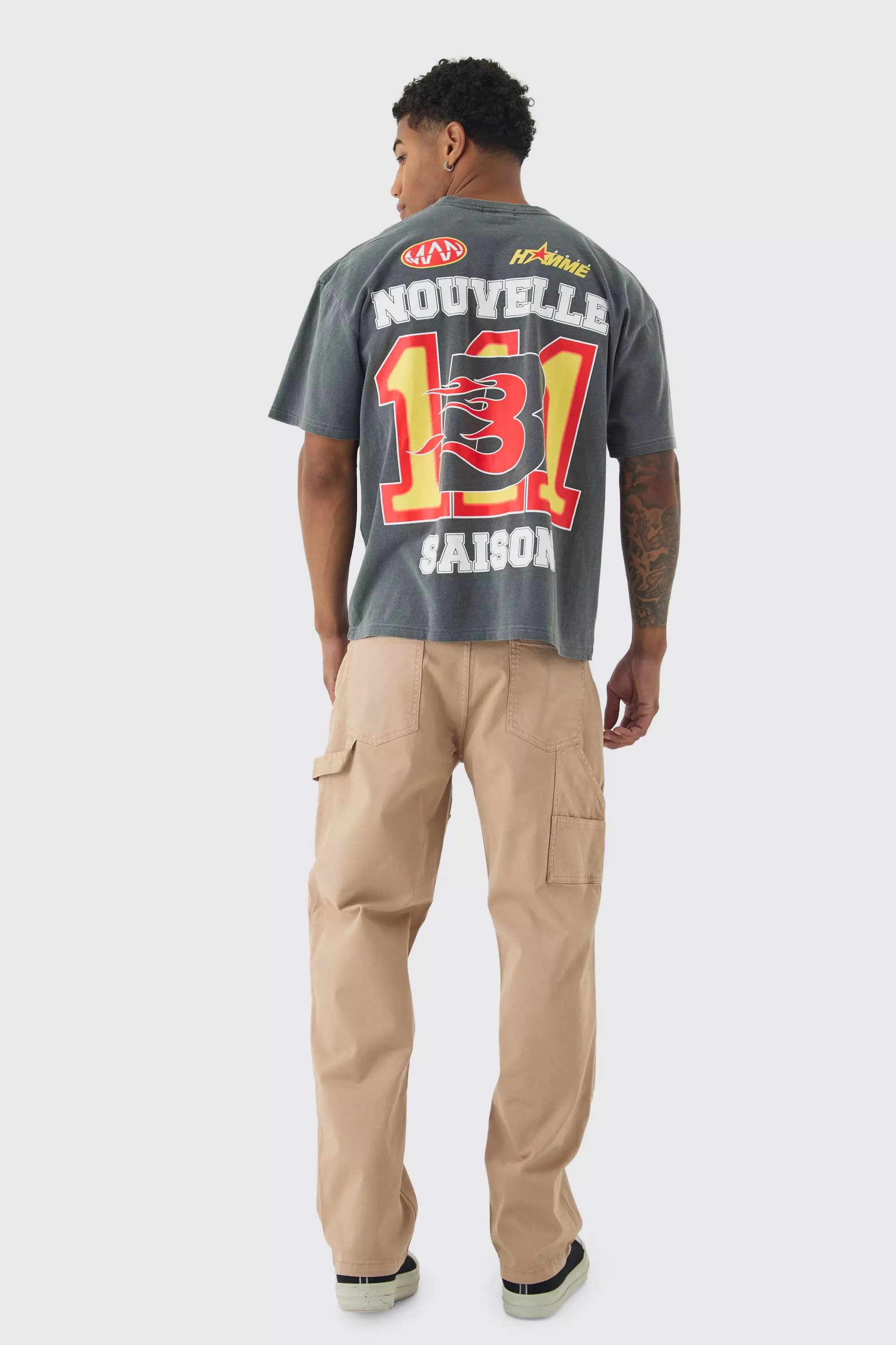 Taupe Baggy Overdye Keperstof Utility Broek alternatieve afbeelding