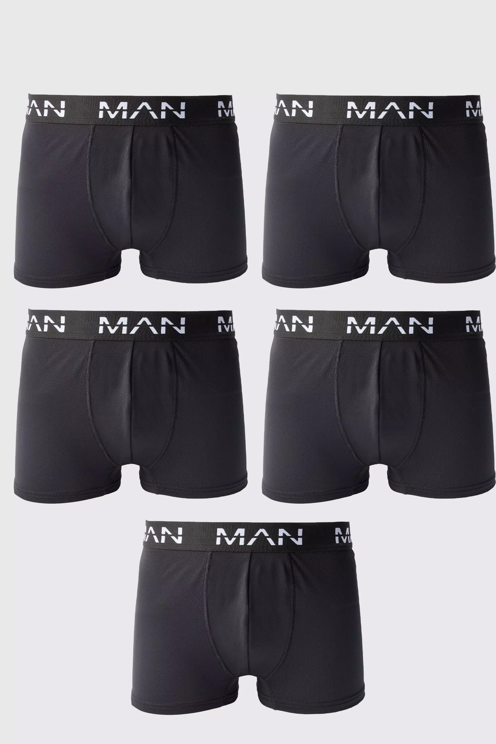 Man Active Performance Boxer 5 pack Black