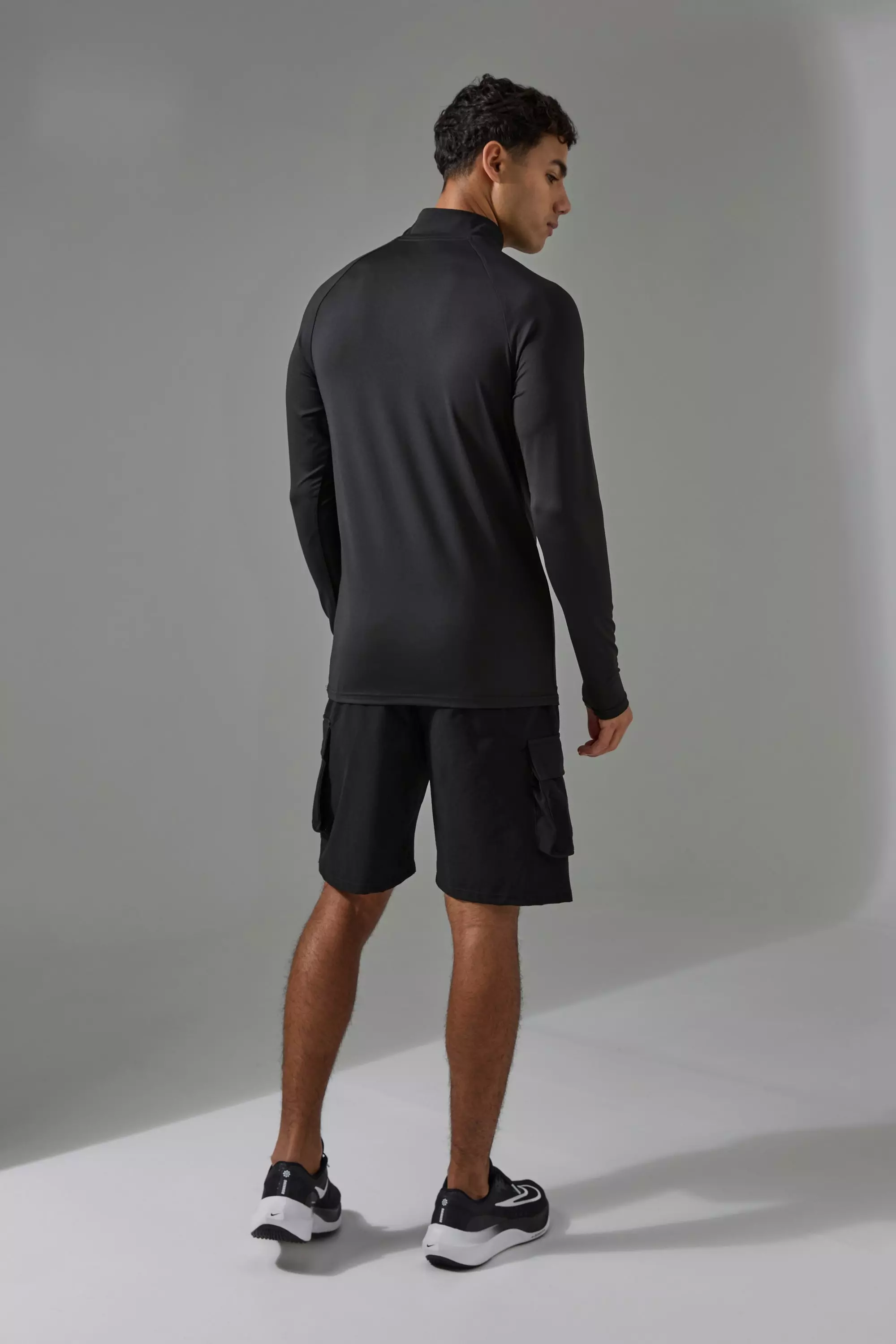 Black Man Active Muscle Fit 1/4 Zip Neon Logo alternative image