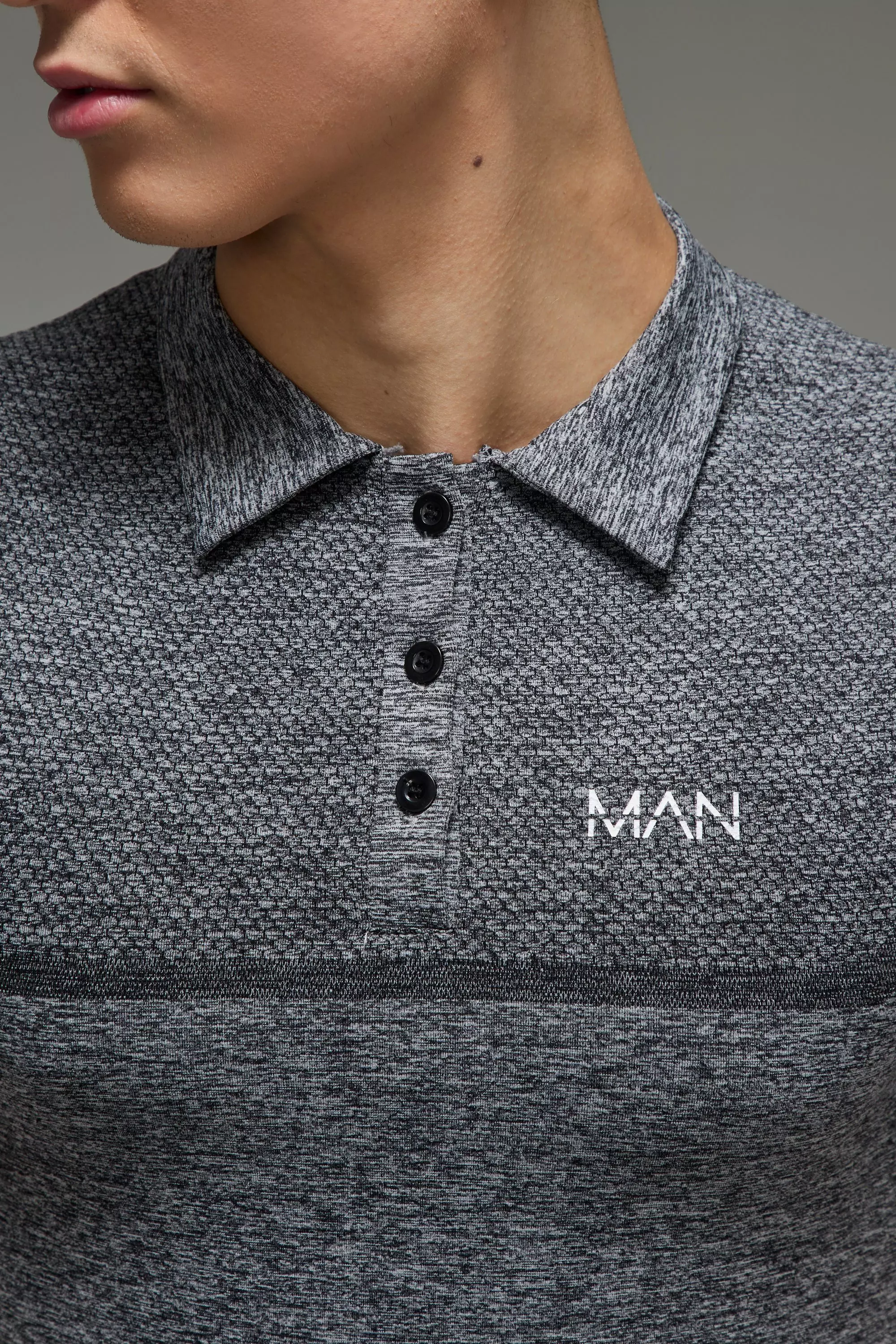 Charcoal Man Active Muscle Fit Seamless Marl Golf Polo alternative image