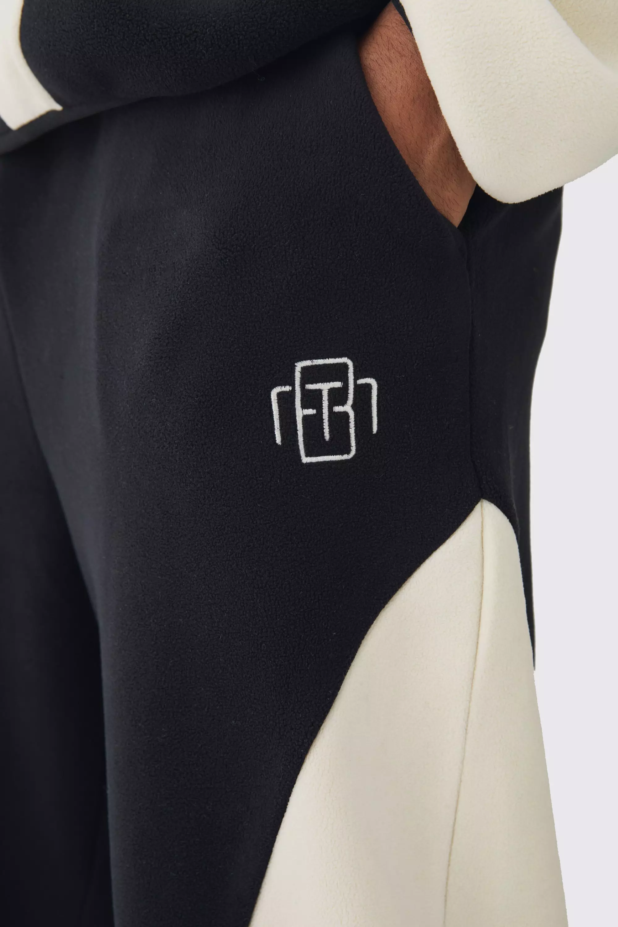 Jogging large color block en polaire, Charcoal autre image