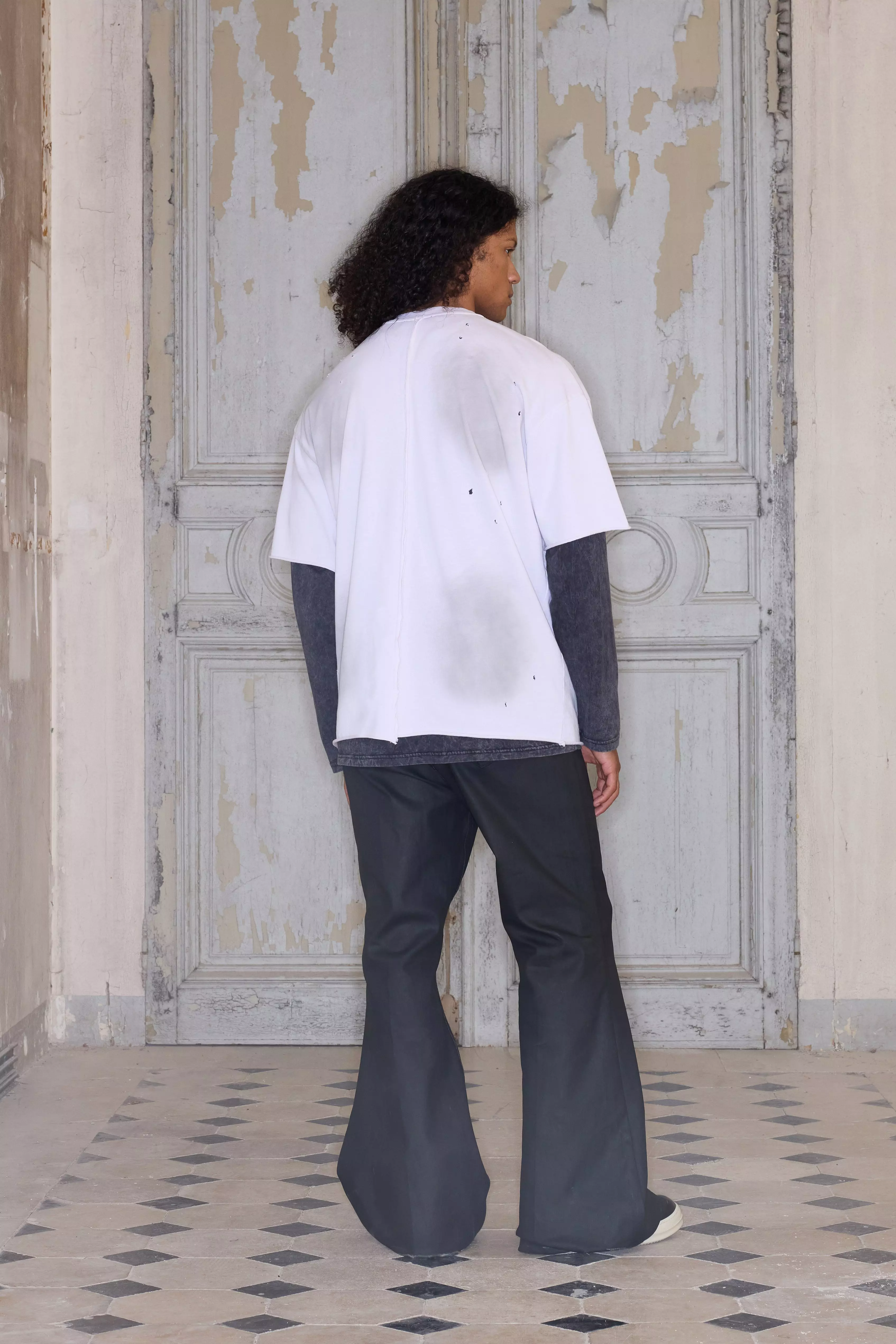 Premium Oversized Skeleton Washed T-Shirt in Ecru alternative image