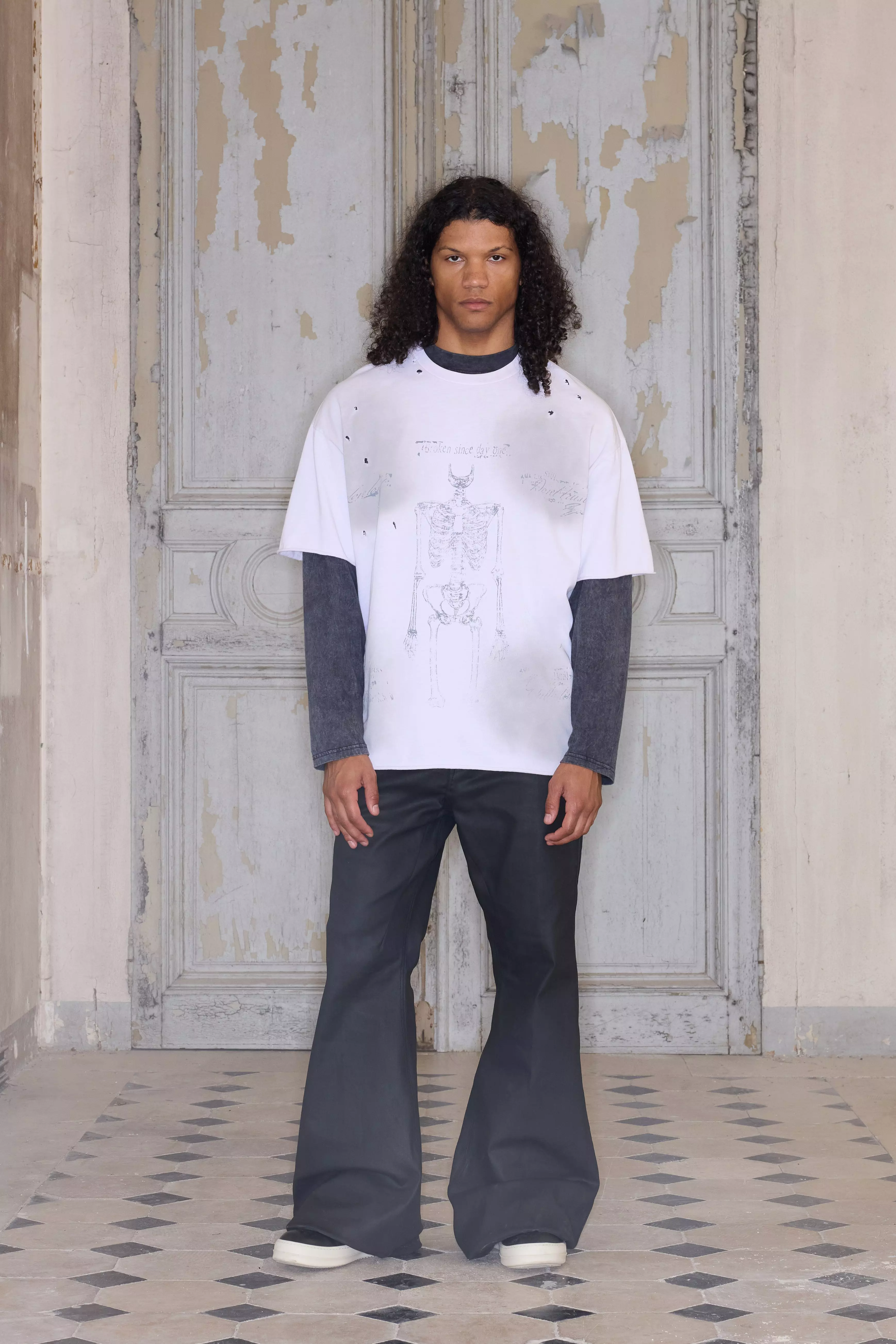 Premium Oversized Skeleton Washed T-Shirt in Ecru alternative image