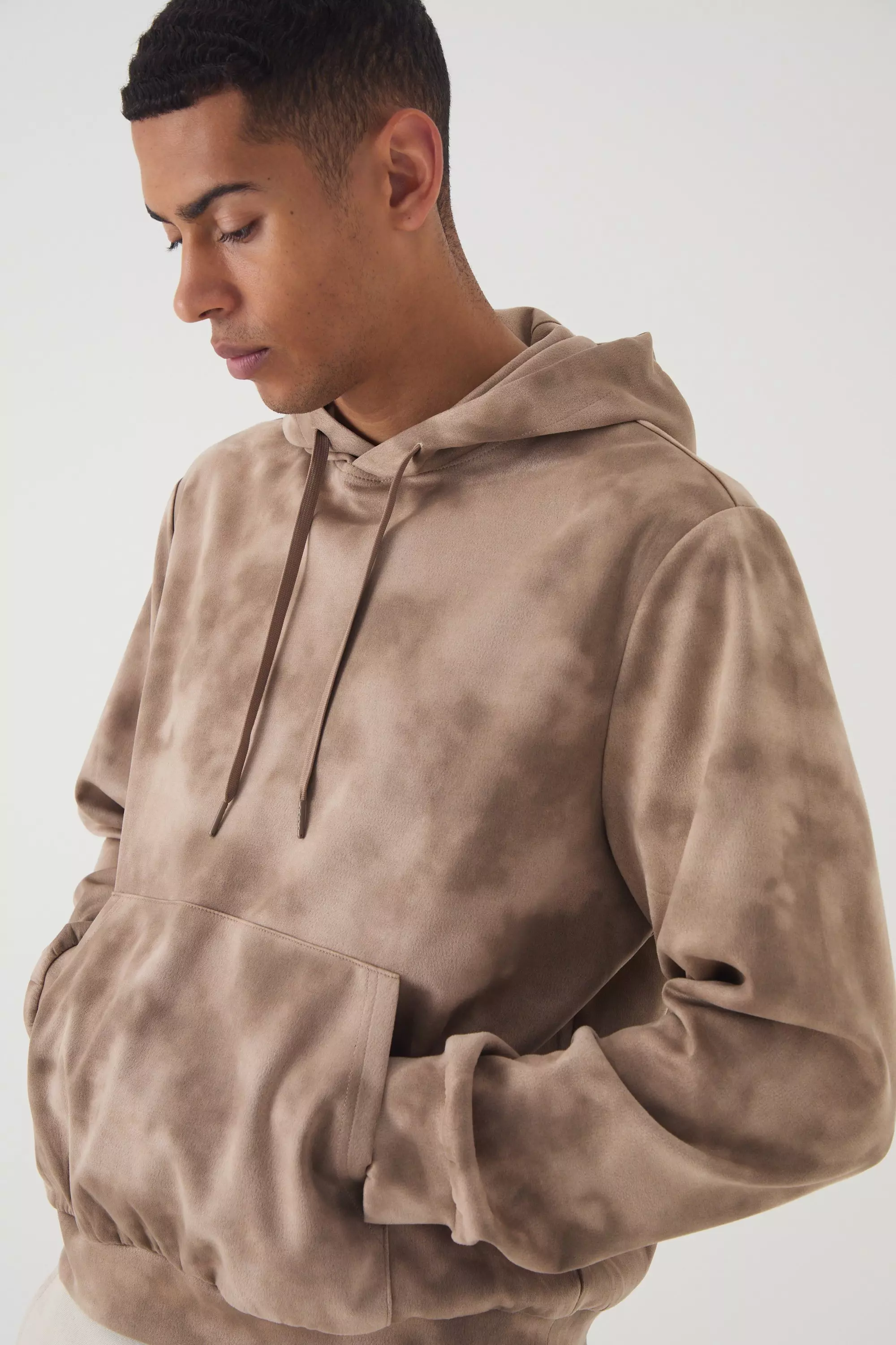 Suede Super Heavy Textured Hoodie Chocolate