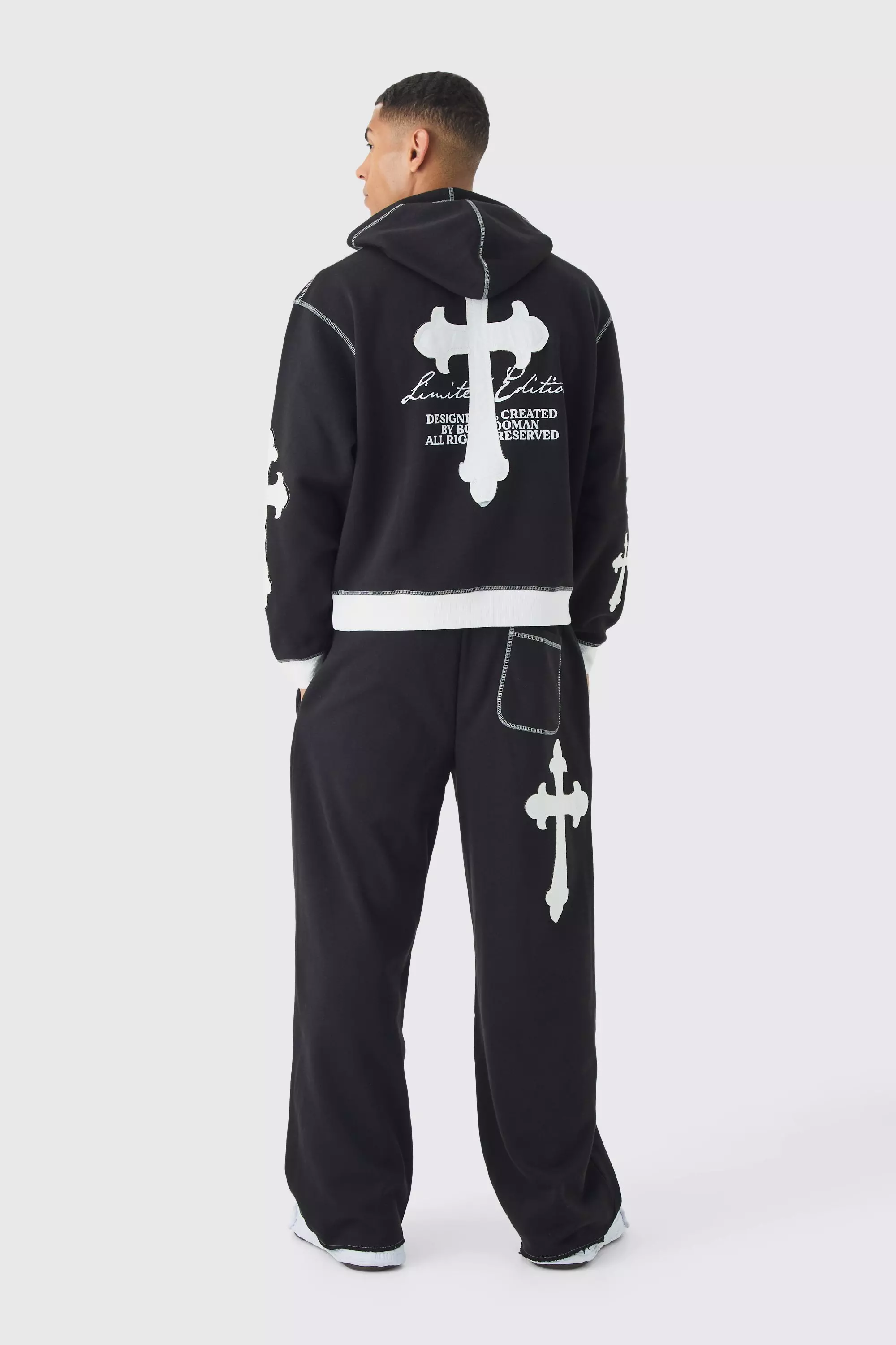 Oversized Boxy Limited Edition Cross Applique Hoodie and