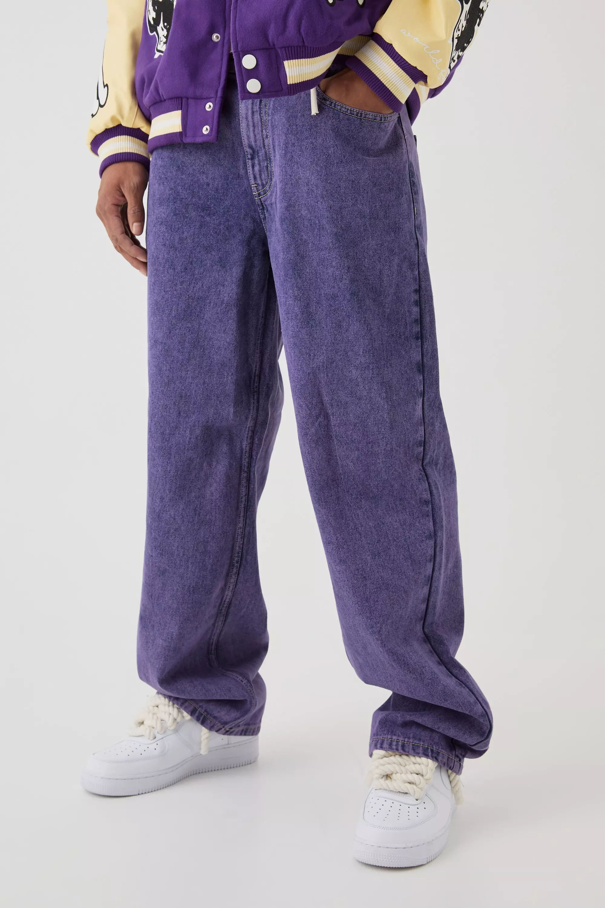 Purple Baggy Rigid Tinted Jeans