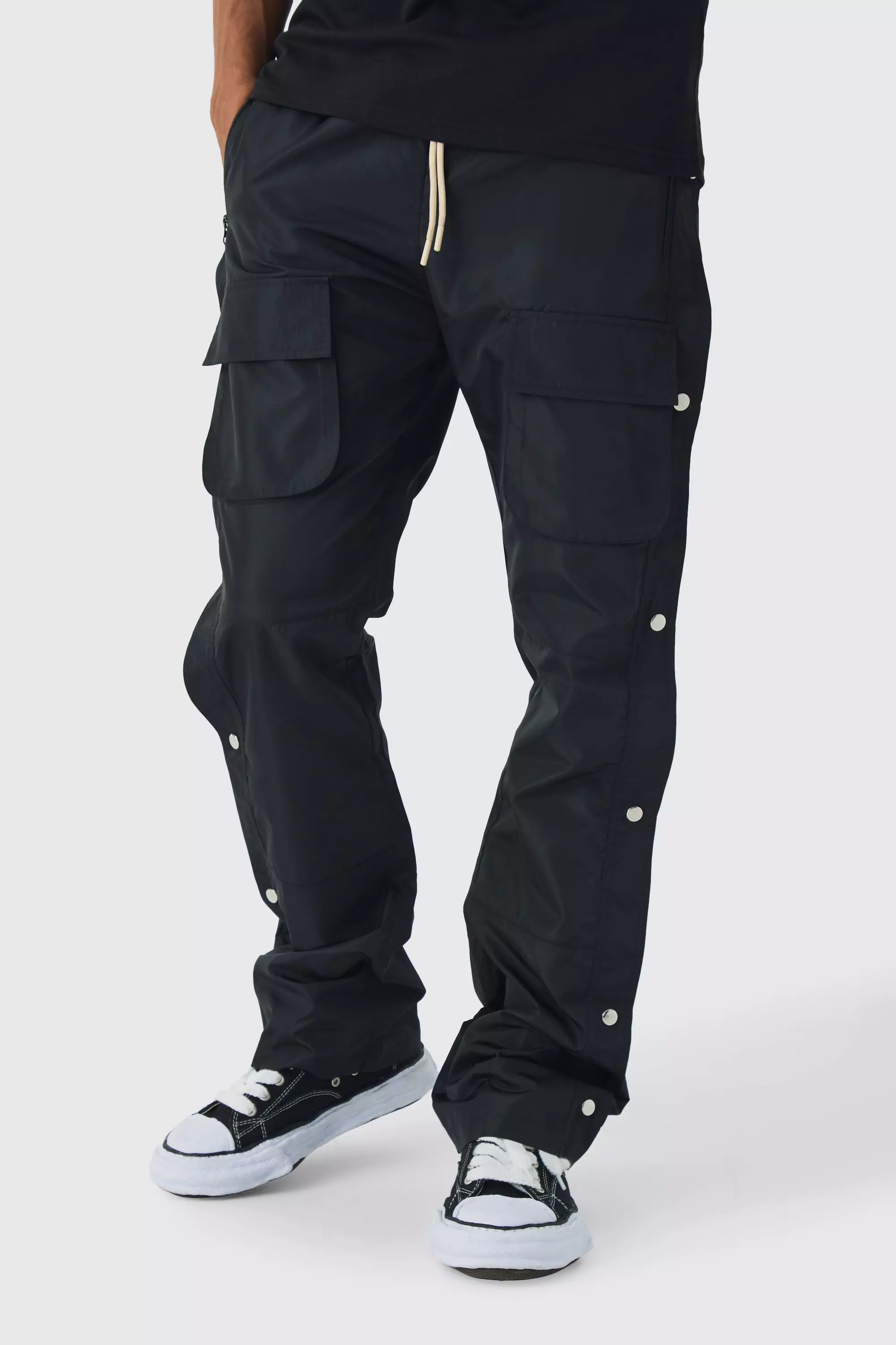 Slim-Fit Cargo-Schlaghose mit elastischem Bund, Black alternatives Bild