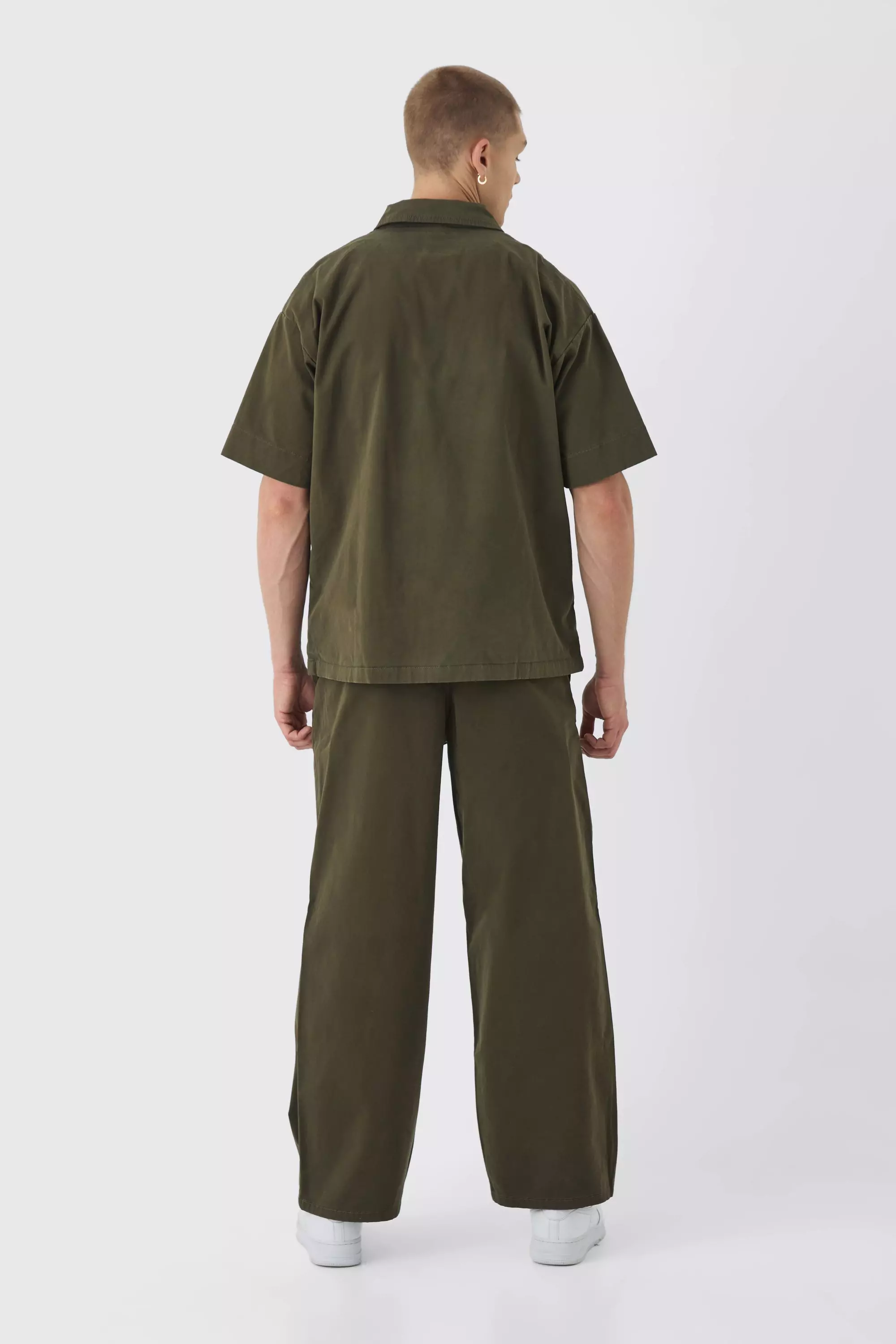 Khaki Oversized Boxy Twill Branded Shirt & Trouser Set alternative image
