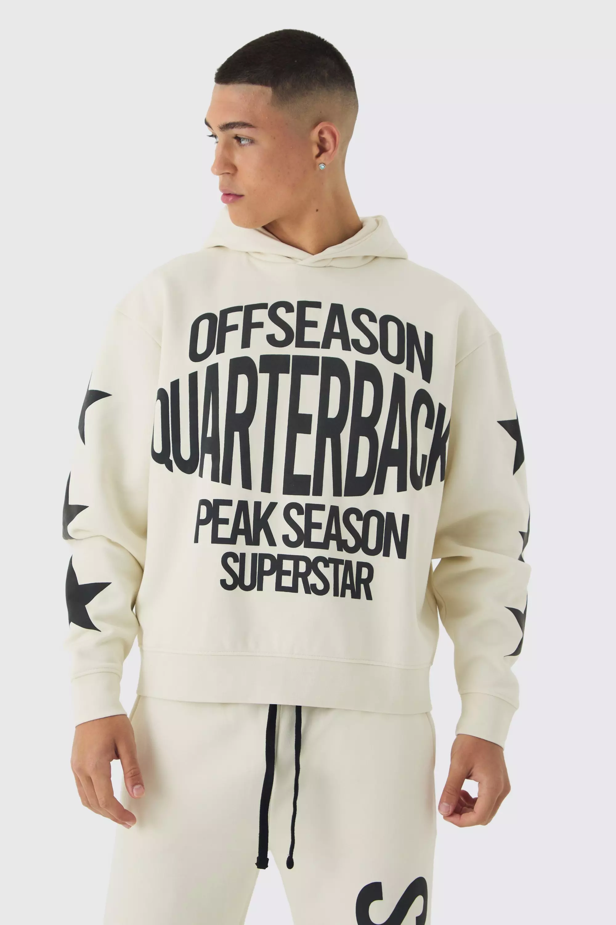 Oversized Boxy Off Season Puff Printed Hooded Tracksuit boohooMAN USA