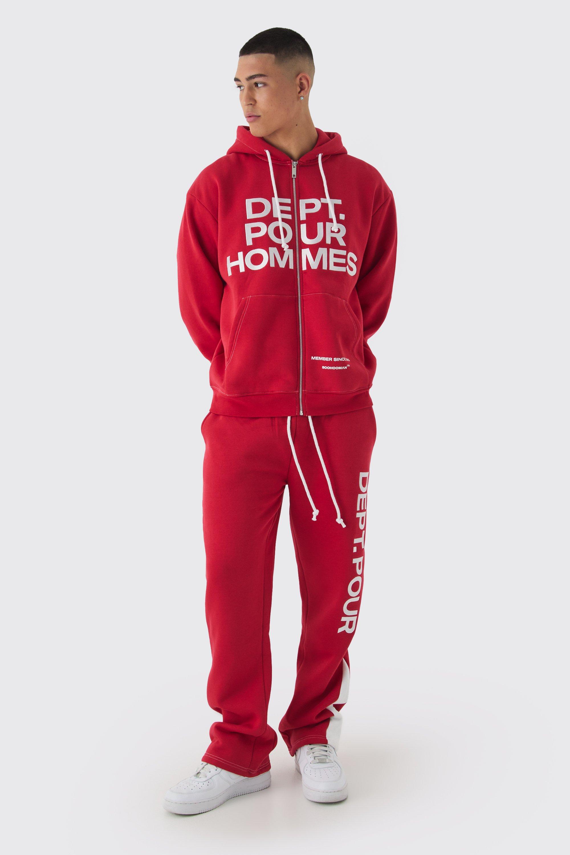 Red boohooman tracksuit online