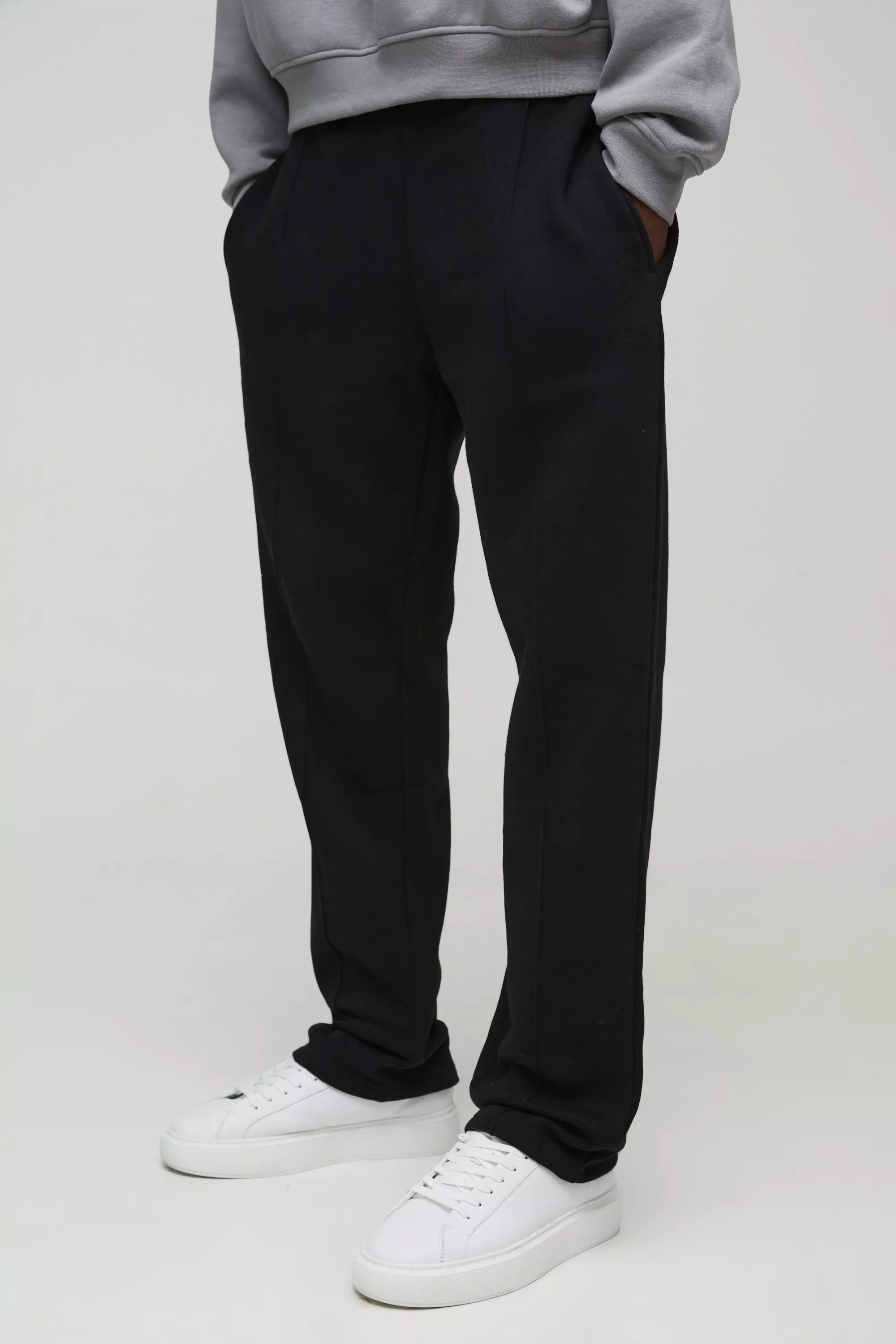 Black 330GSM Straight Leg Basic Jogger With Pintuck alternative image