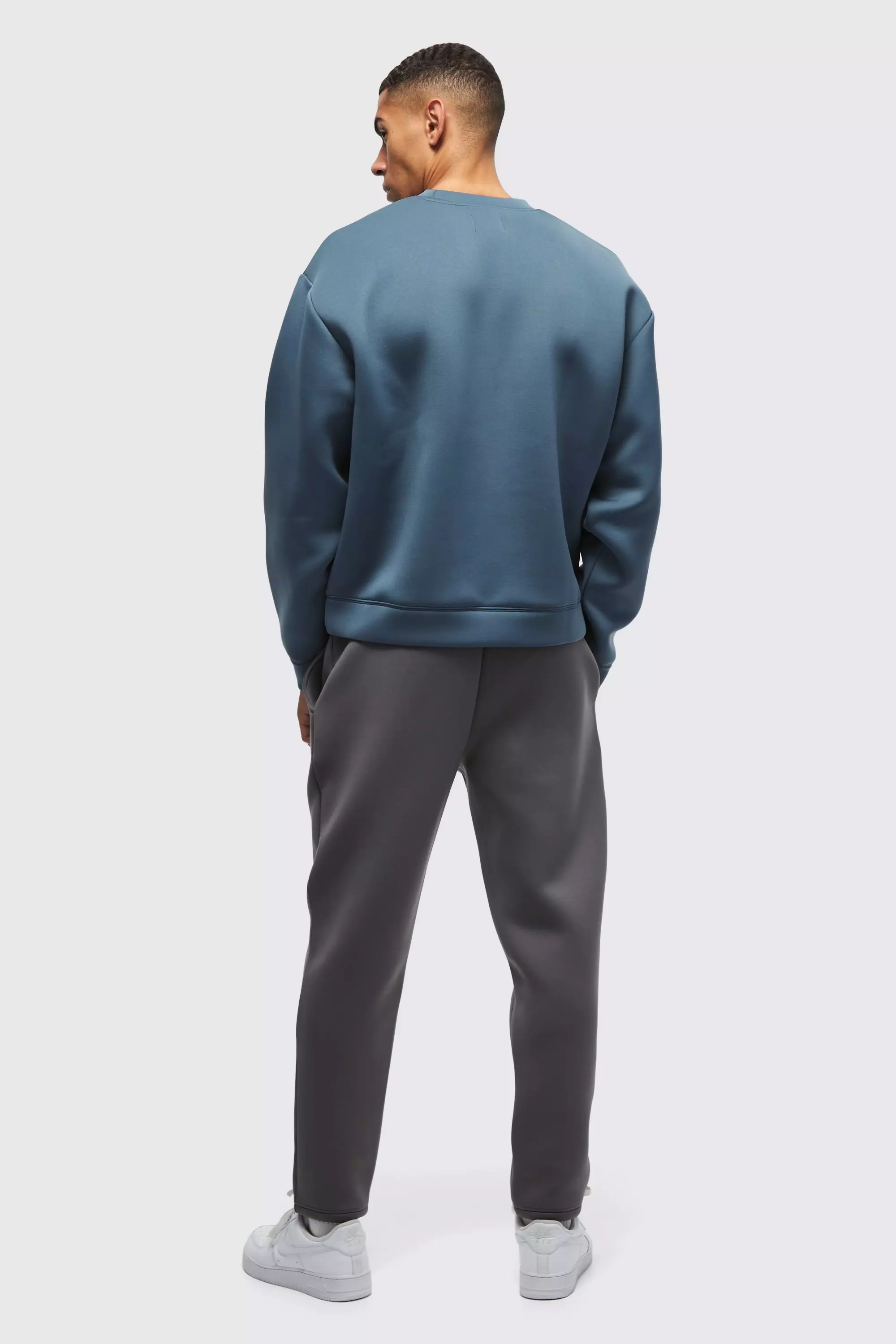 Slate blue Oversized Boxy Bonded Scuba Sweatshirt alternative image