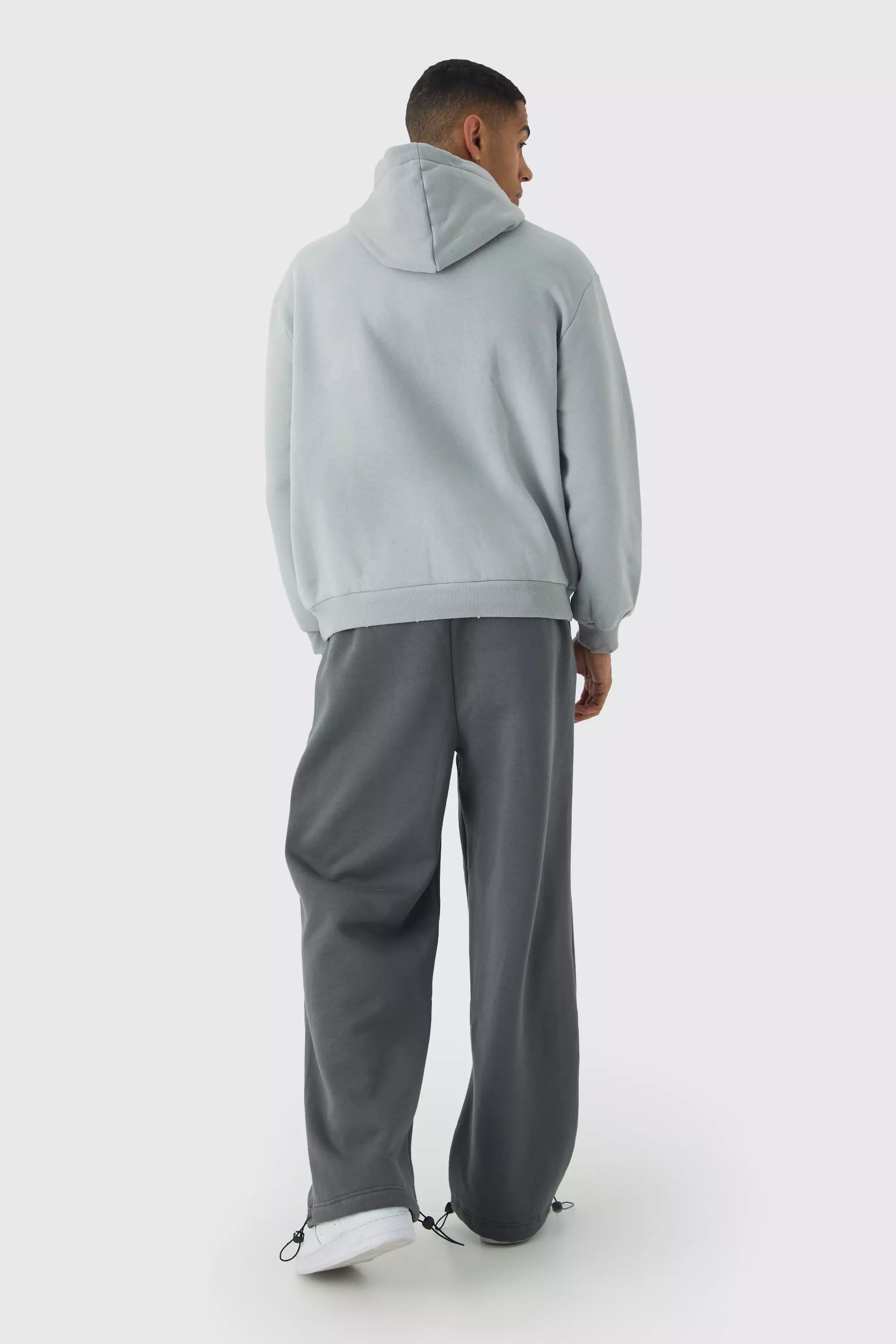 Wide Leg Tie Cuff Double Waistband Sweatpants | boohooMAN USA