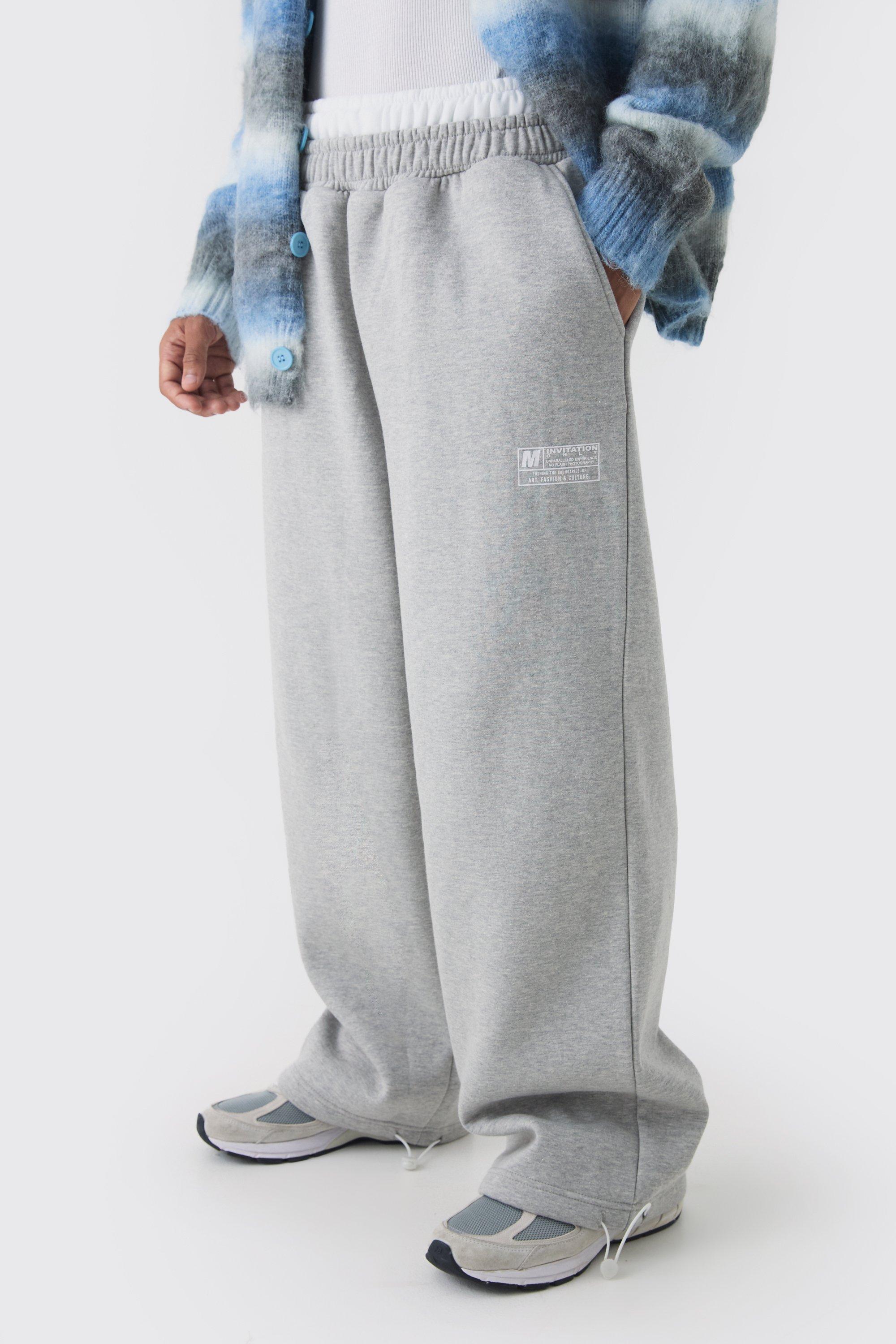 Wide Leg Tie Cuff Double Waistband Joggers | boohooMAN USA