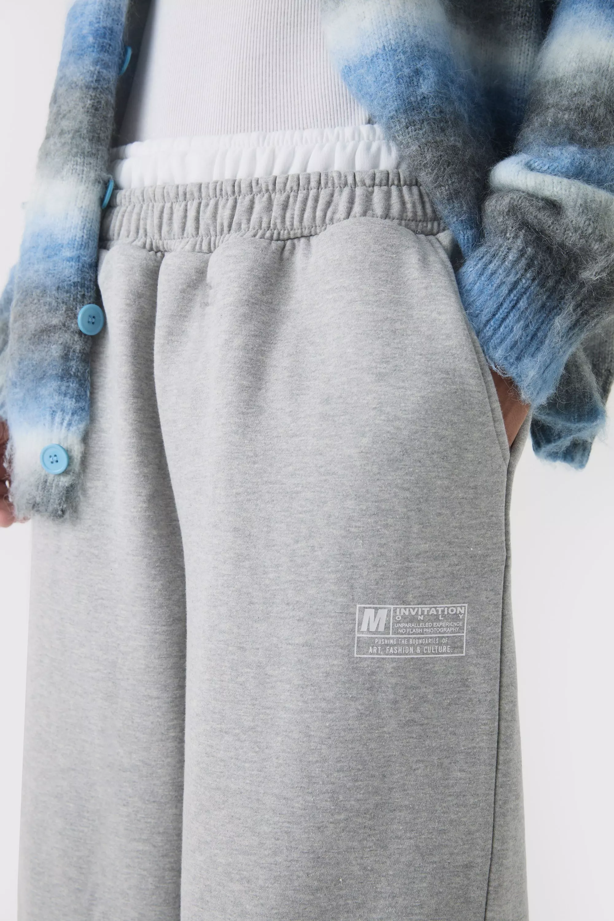 Wide Leg Tie Cuff Double Waistband Joggers | boohooMAN USA