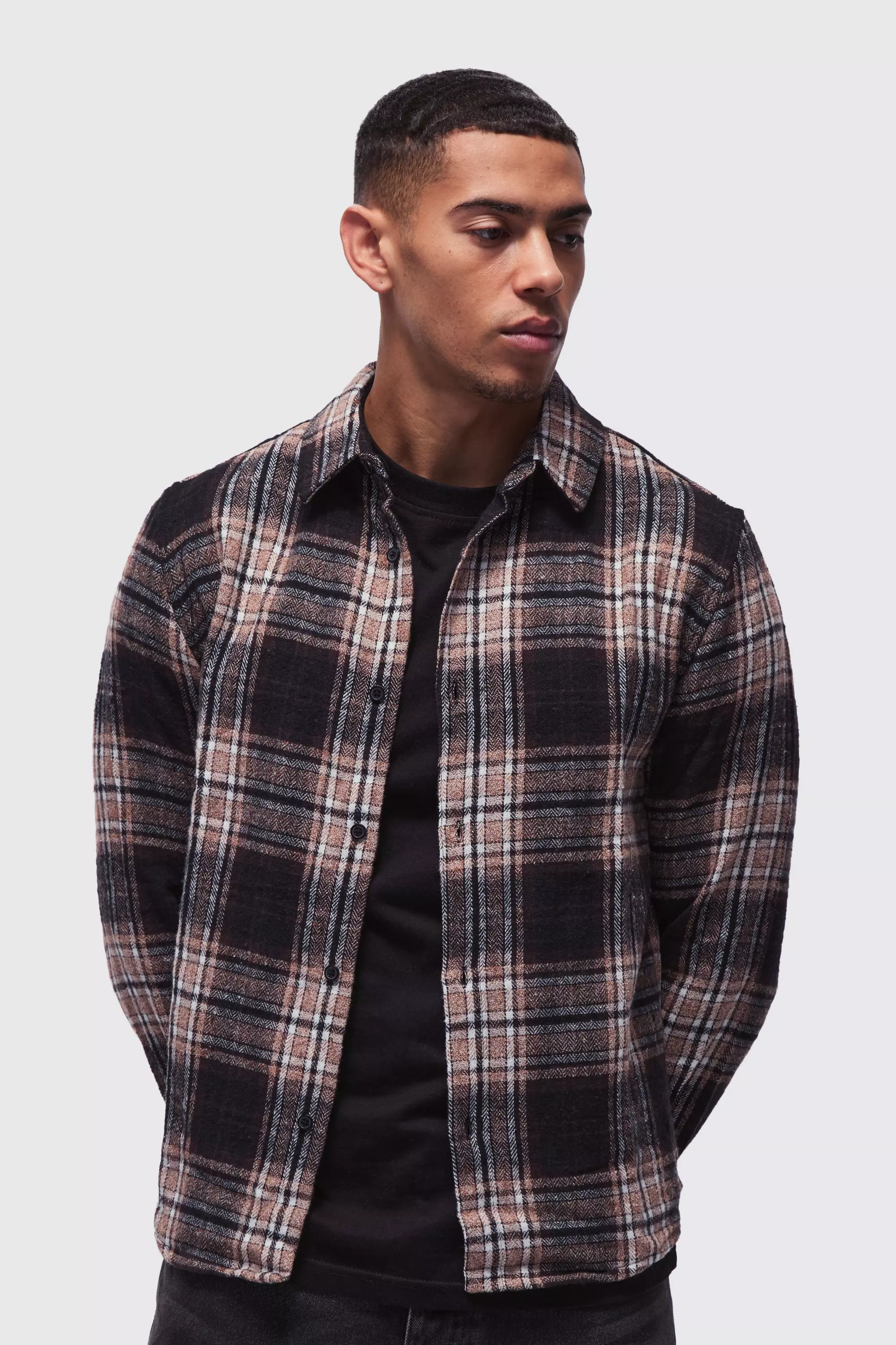 Black Regular Fit Star Print Flannel Shirt alternative image
