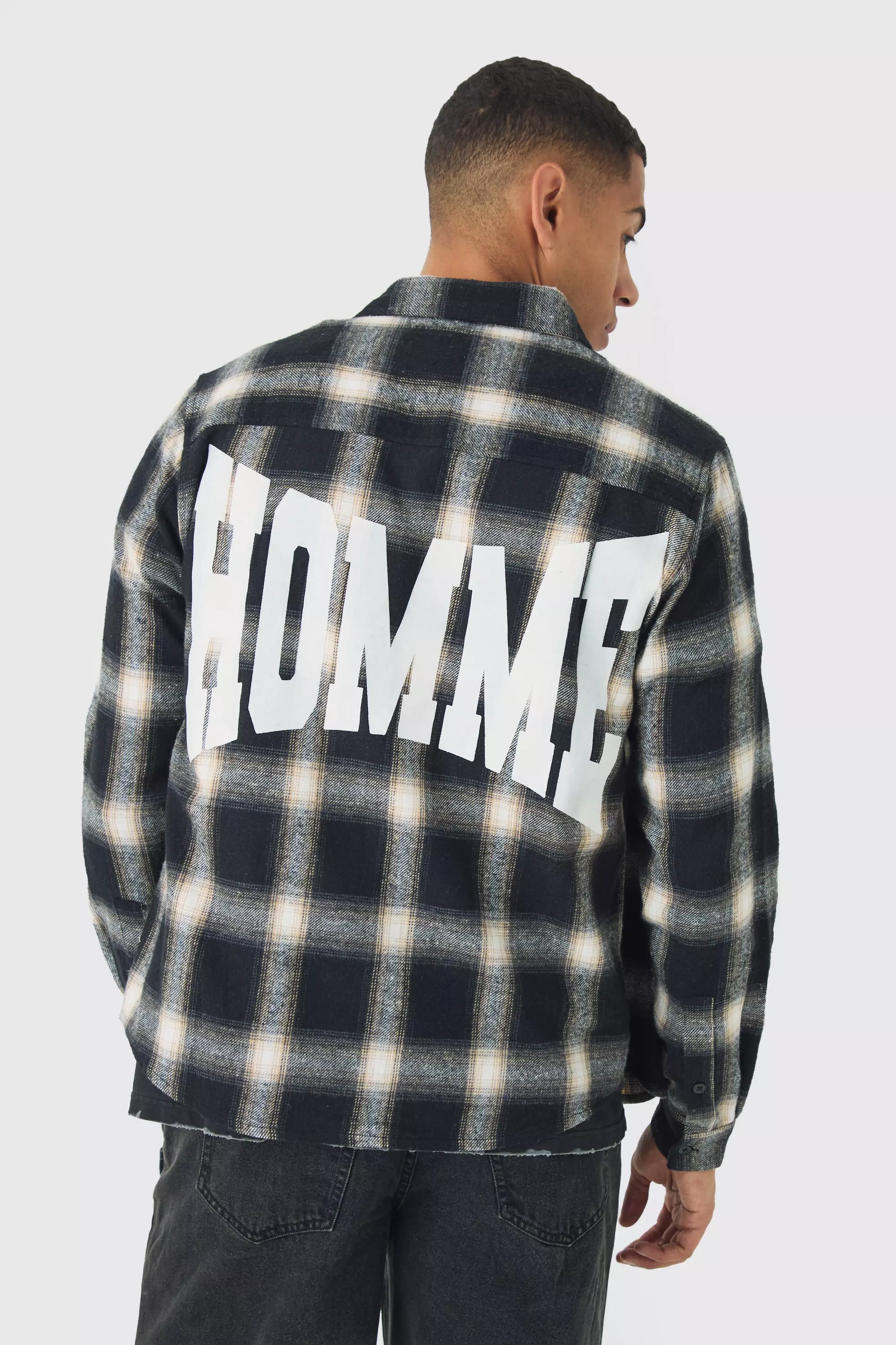 Black Regular Fit Homme Print Check Shirt alternative image
