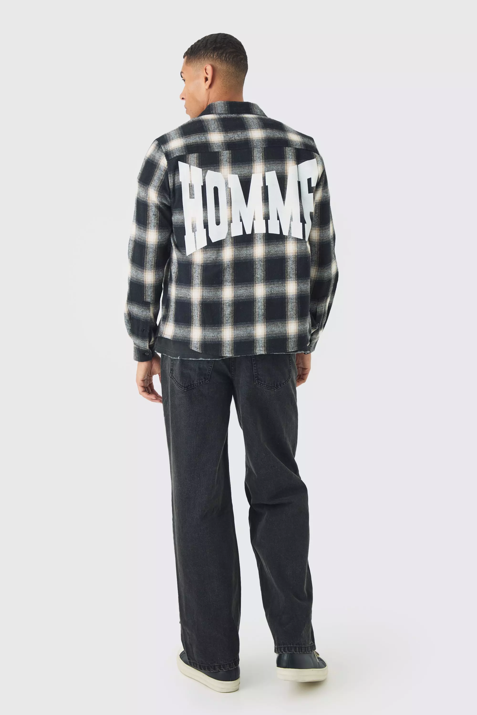 Black Regular Fit Homme Print Check Shirt alternative image